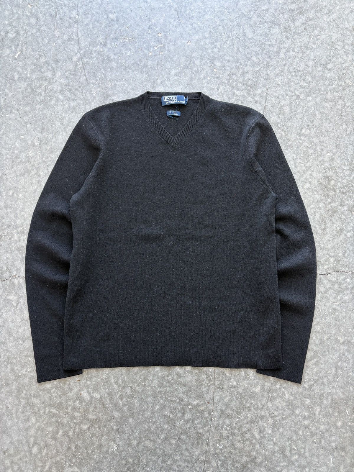 Polo Ralph Lauren Vintage Y2K Polo Ralph Lauren Black Wool V Neck Sweater Size US M / EU 48-50 / 2 - 1 Thumbnail