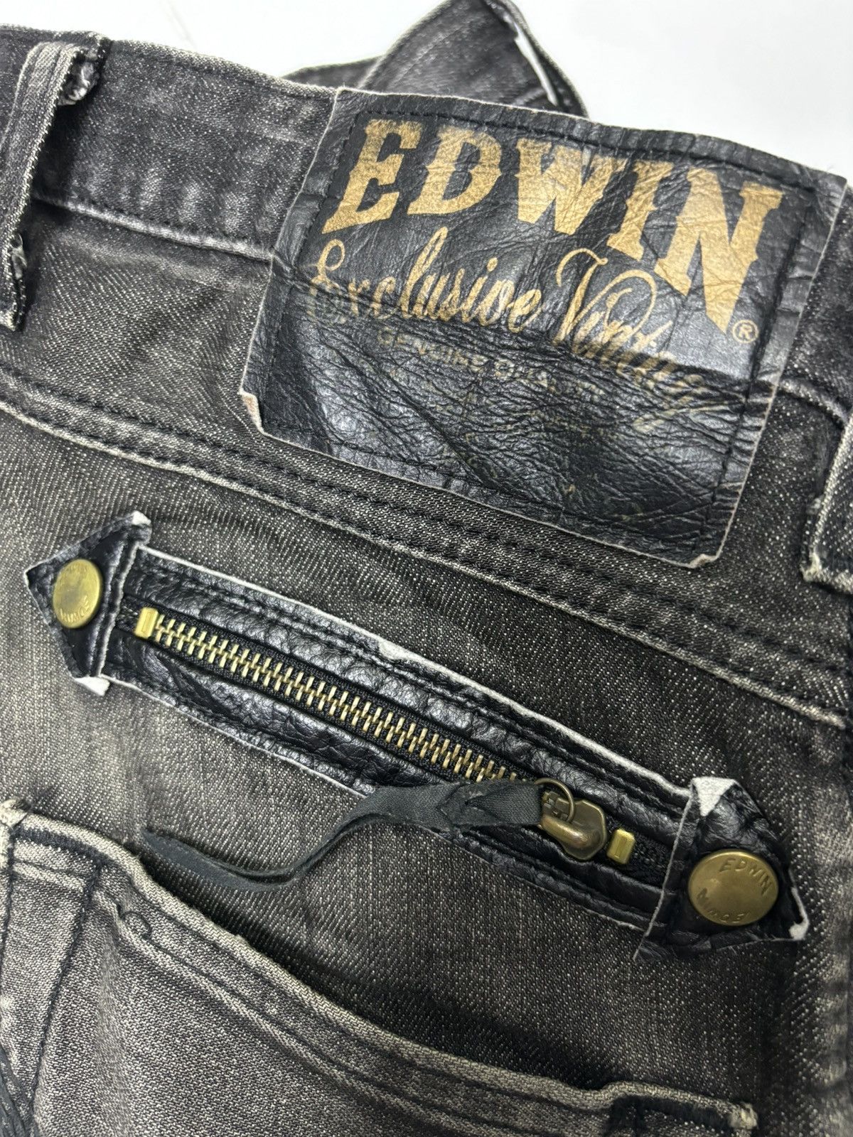 Kapital EDWIN EXCLUSIVE VINTAGE BLACK DISTRESSED DENIM JEANS Size US 30 / EU 46 - 10 Thumbnail