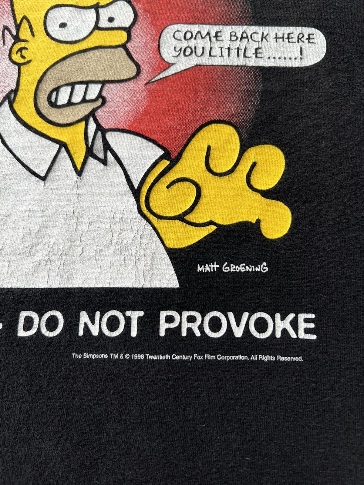 Cartoon Network Vintage 1998 The Simpsons Angry Homer Cartoon Black T-shirt Size US L / EU 52-54 / 3 - 5 Thumbnail