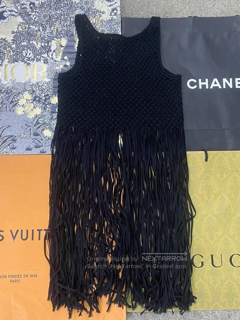 Chanel Chanel Black hollow knitted tassel hem sleeveless Size XS / US 0-2 / IT 36-38 - 3 Thumbnail