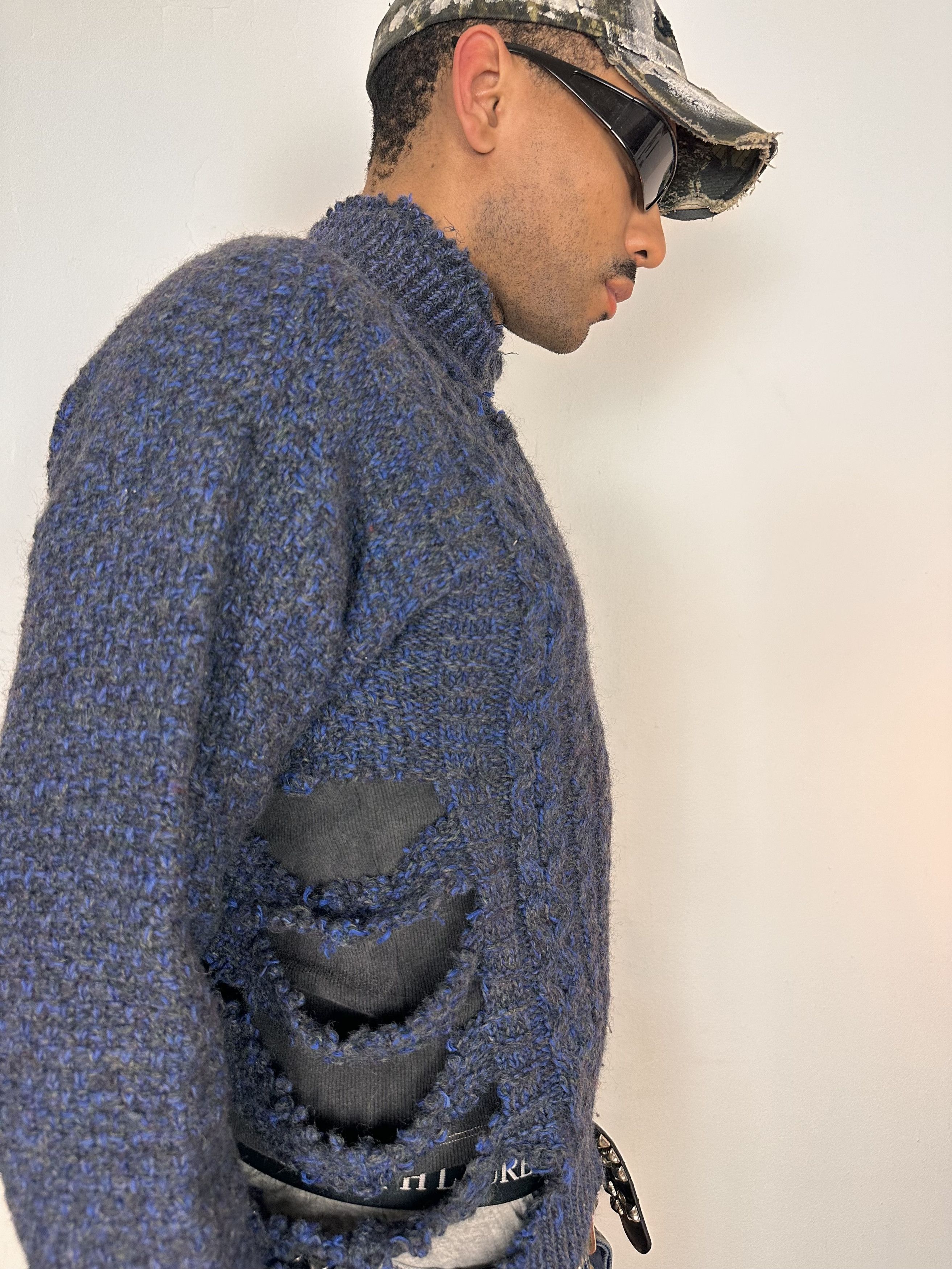 Other ASTROBOI* Blue Deconstructed Ripped Grunge Sweater - XL Size US XL / EU 56 / 4 - 3 Thumbnail