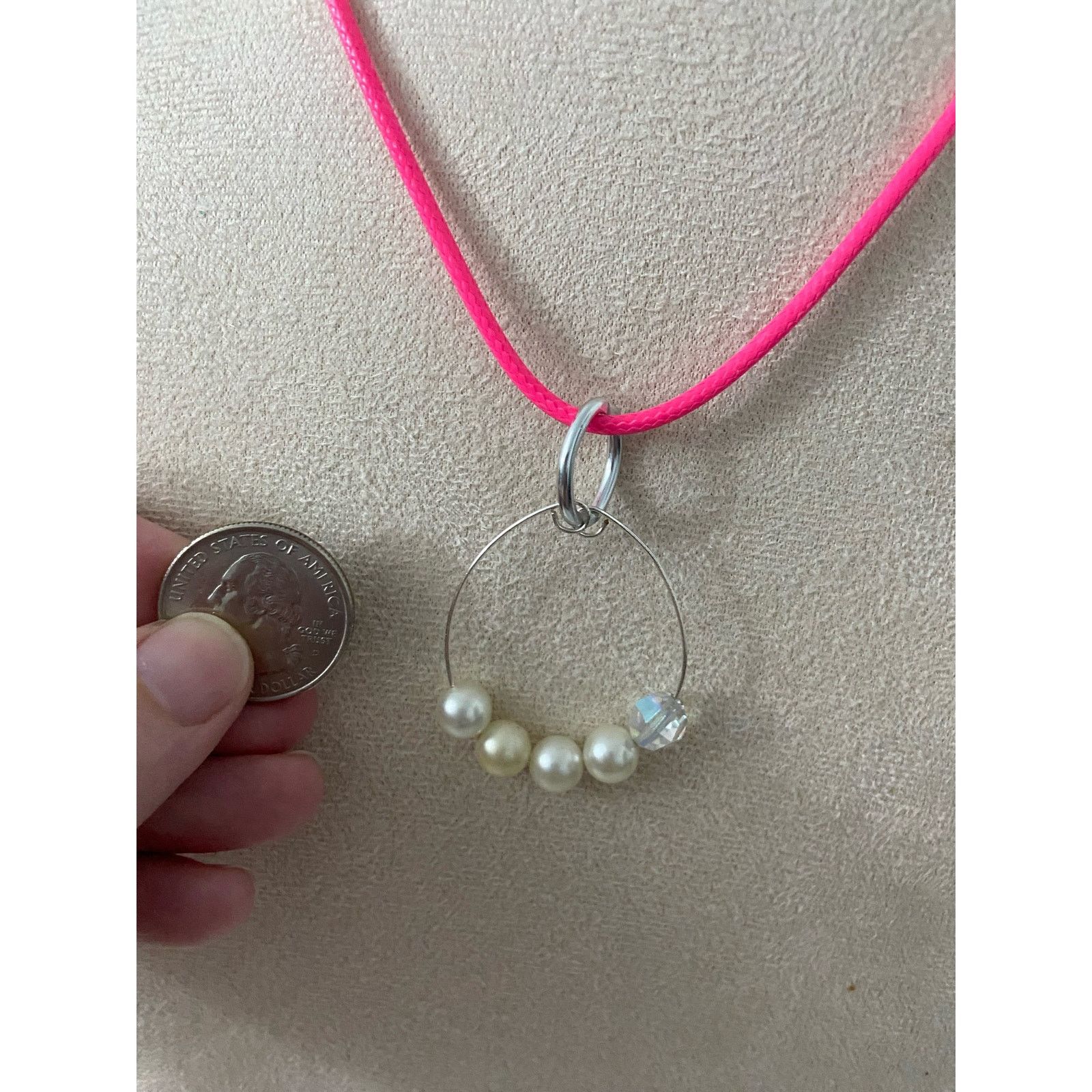 Handmade round pendant necklace faux pearl Size ONE SIZE - 3 Thumbnail