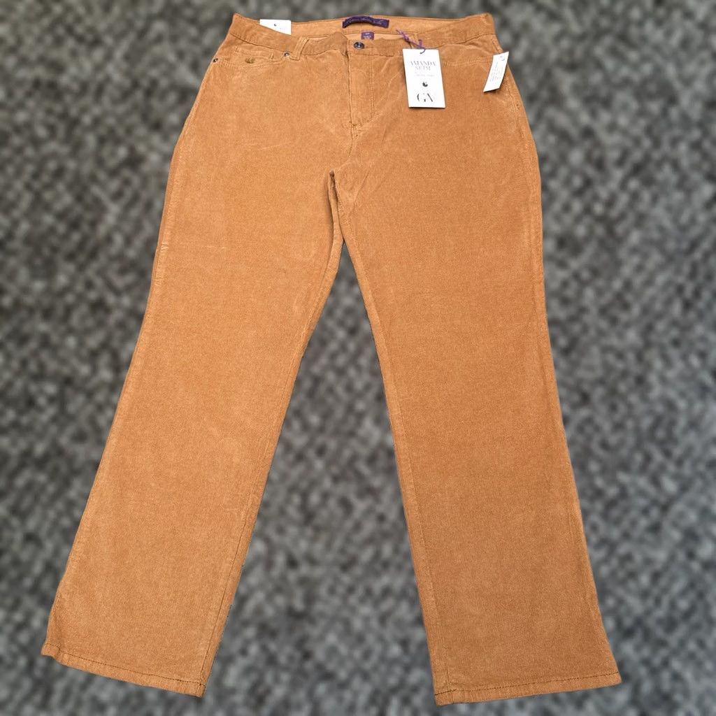 Gloria Vanderbilt Gloria Vanderbilt Amanda Slim Corduroy Pants Womens 16 Short Cider Spice Brown 5-Pocket Jeans City Slimming Straight Bag Logo New Size 38" / US 16 / IT 52 - 1 Thumbnail