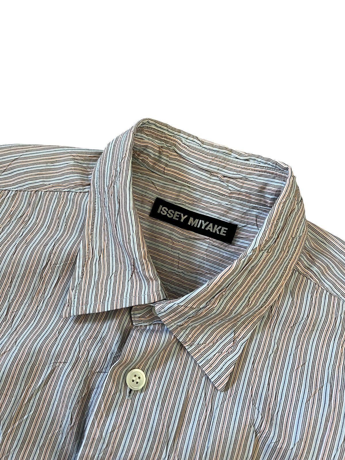 Issey Miyake Issey Miyake Main Line Wrinkle Processed Stripe Button Shirt Size US XL / EU 56 / 4 - 9 Thumbnail