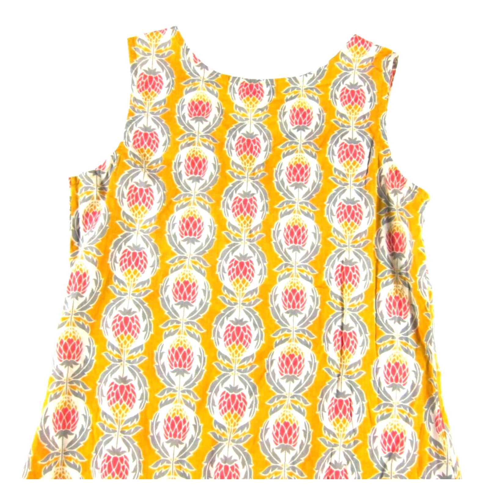 Vintage 100% Cotton Orange Yellow Pink Pineapple Floral Long Maxi Tank Sun Dress S Size S / US 4 / IT 40 - 4 Thumbnail