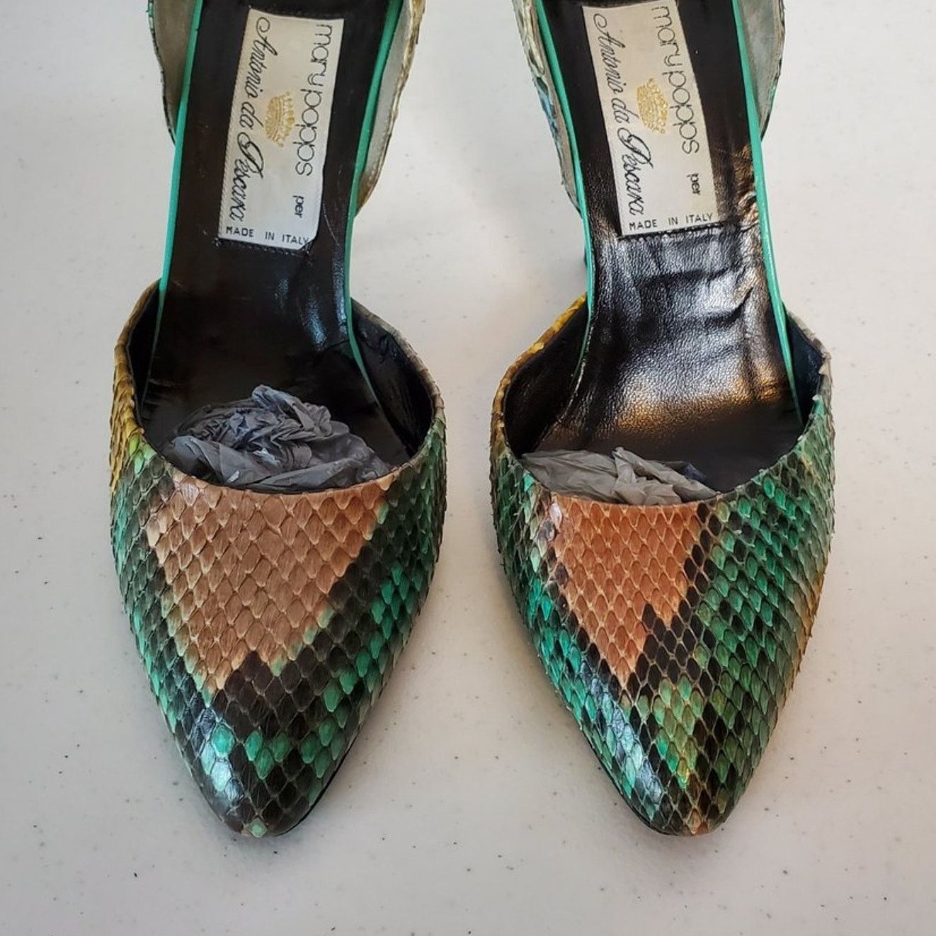 Designer Mary Popps Antonio da Pescara Snakeskin Leather Heels 39B Size US 9 / IT 39 - 4 Thumbnail