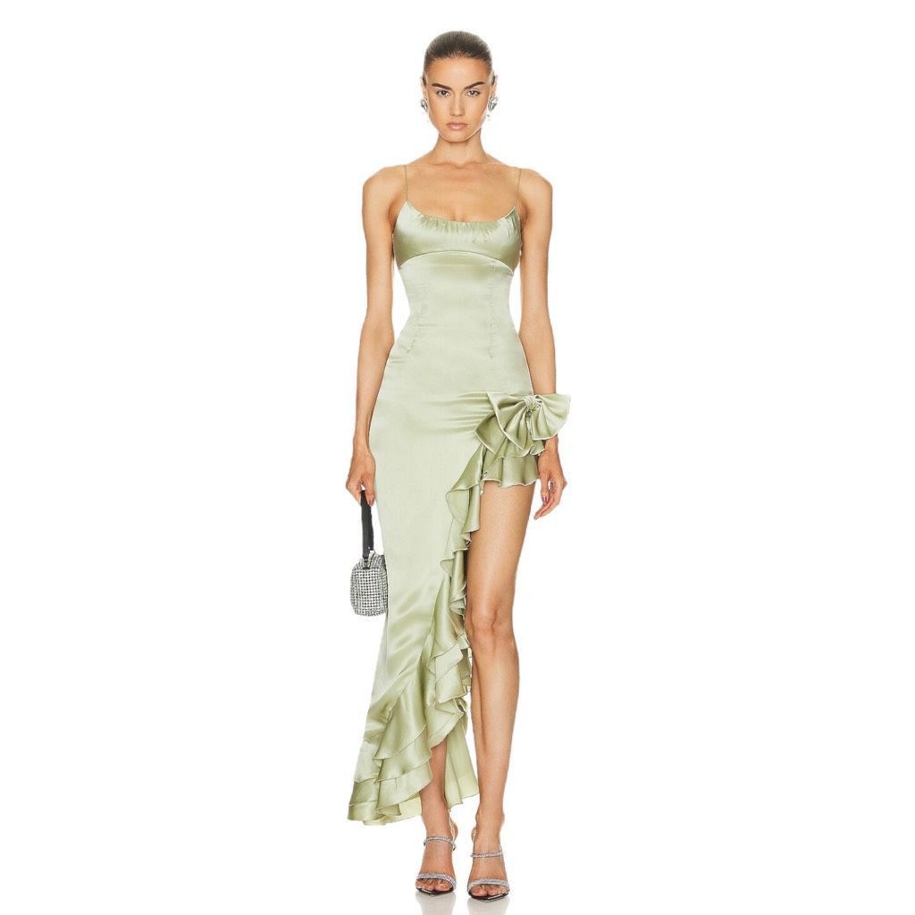 Alessandra Rich Alessandra Rich Ruffle Gown in Olive Green Size XS / US 0-2 / IT 36-38 - 1 Thumbnail