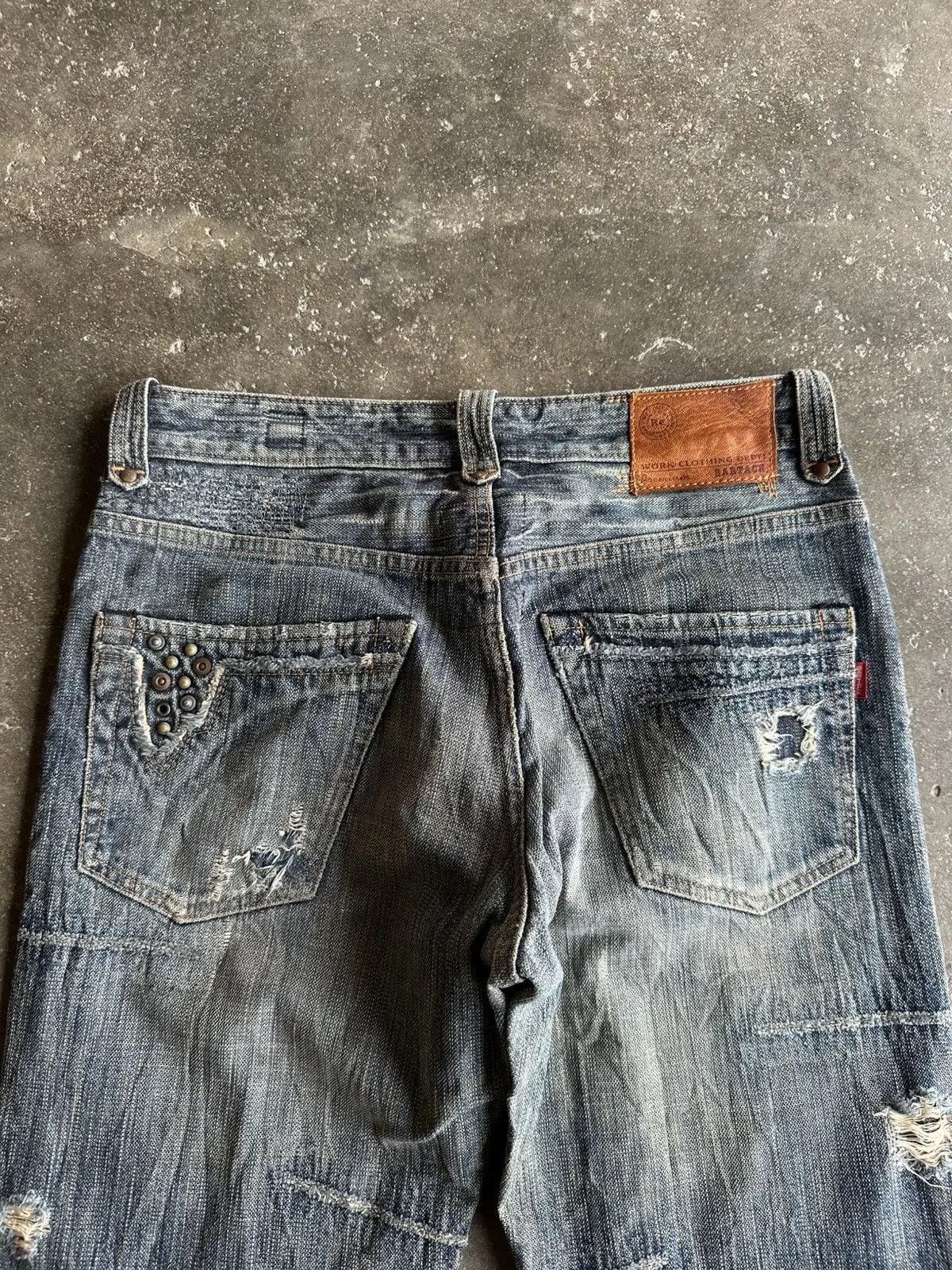 uniform experiment VINTAGE BARTACK JAPAN FLARES JEANS SPIKE/STUDDED DENIM PANTS Size US 29 - 12 Thumbnail