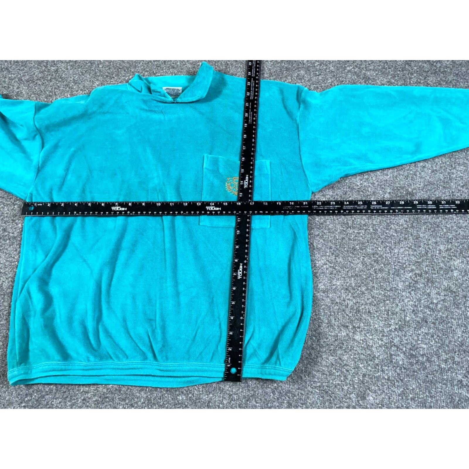 Velour VINTAGE Chesterfield Velour Shirt Mens Medium Teal Green Embroidered Chest Pocket 90s Retro Polo Size US M / EU 48-50 / 2 - 5 Thumbnail