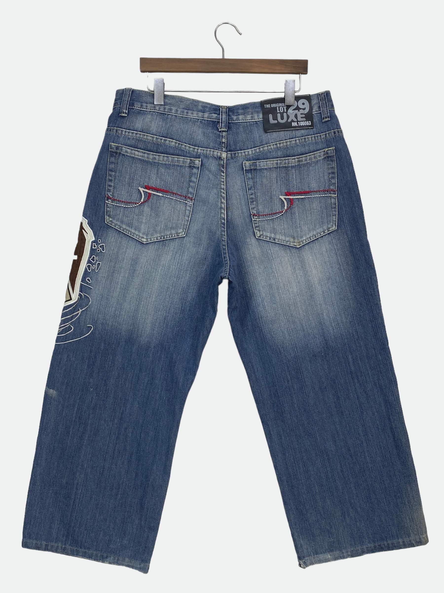 Japanese Brand Lot29 Luxe Baggy Jeans Tanzamania Devil Patchwork Jeans Size US 37 - 6 Thumbnail
