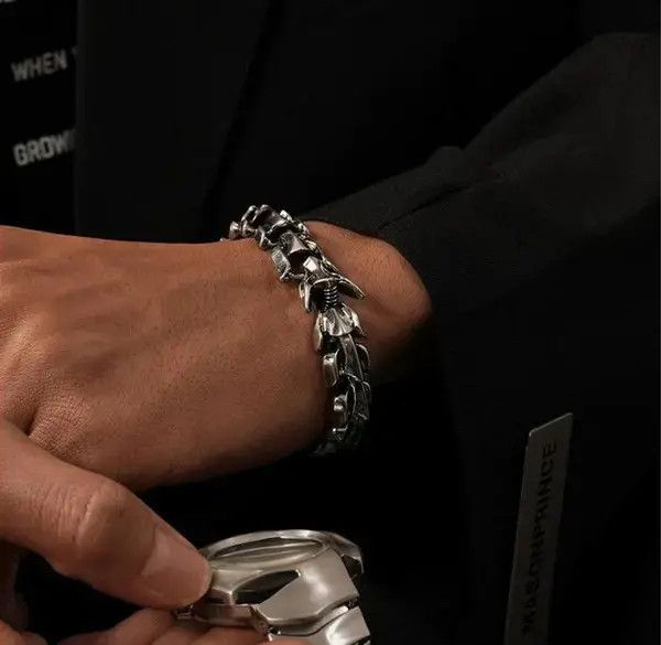 Jewelry Silver Chunky Chain Link Bracelet, Men's Accessory Size ONE SIZE - 5 Thumbnail