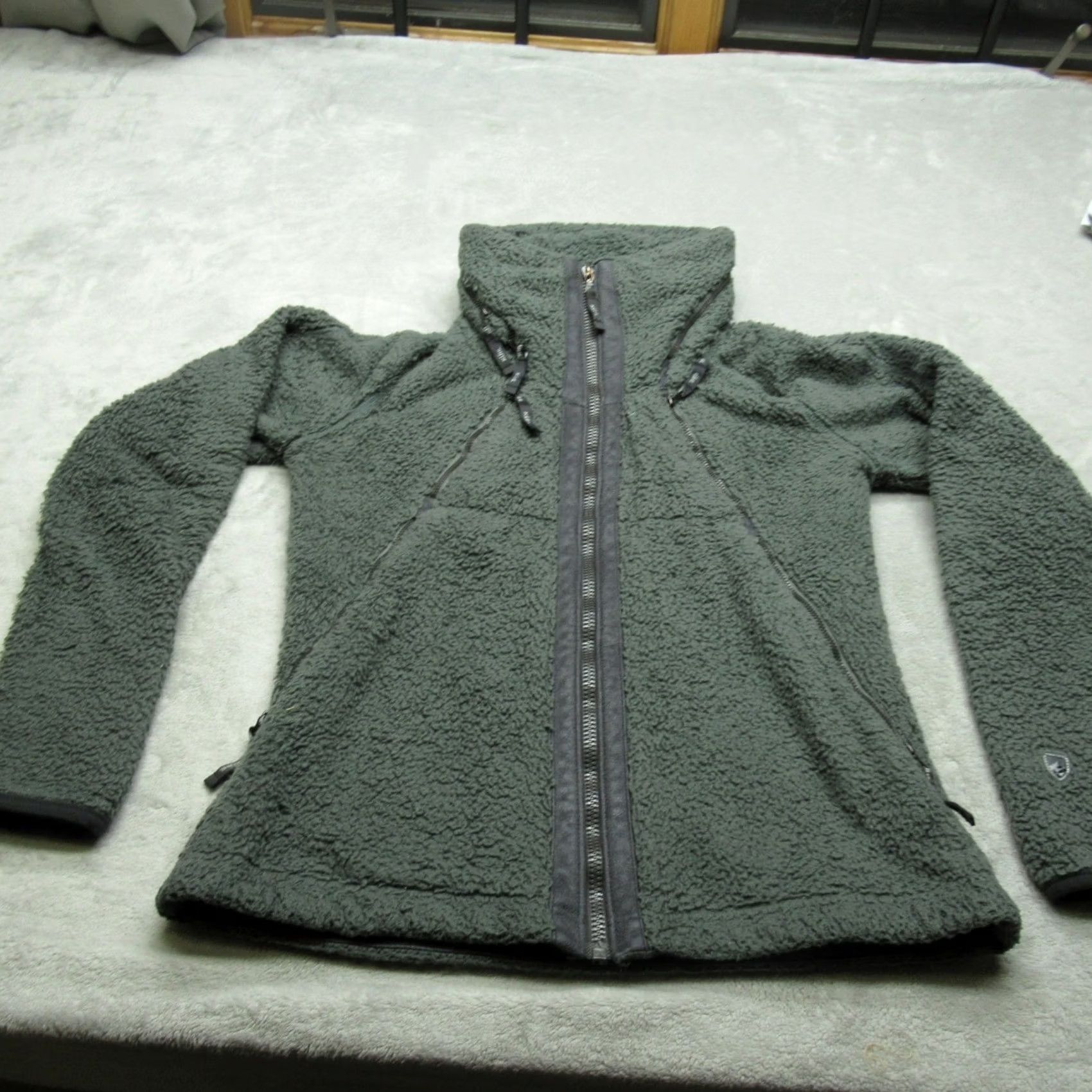 Vintage Kuhl Jacket Womens Medium Green Hooded Sherpa Fleece Full Zip Outdoor Pockets Size M / US 6-8 / IT 42-44 - 3 Thumbnail