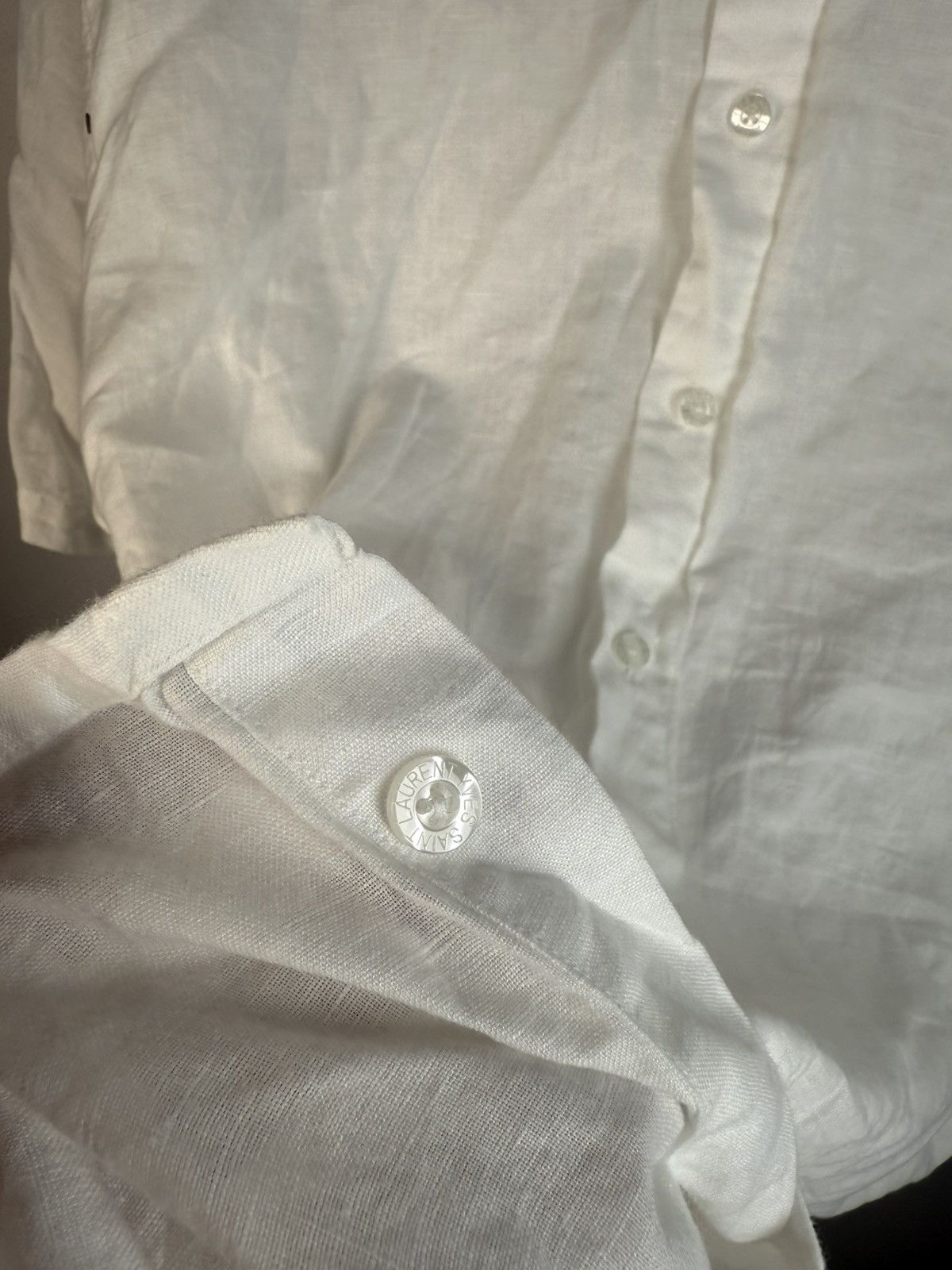 Yves Saint Laurent Linen YSL Shirt White Summer Size US L / EU 52-54 / 3 - 11 Thumbnail
