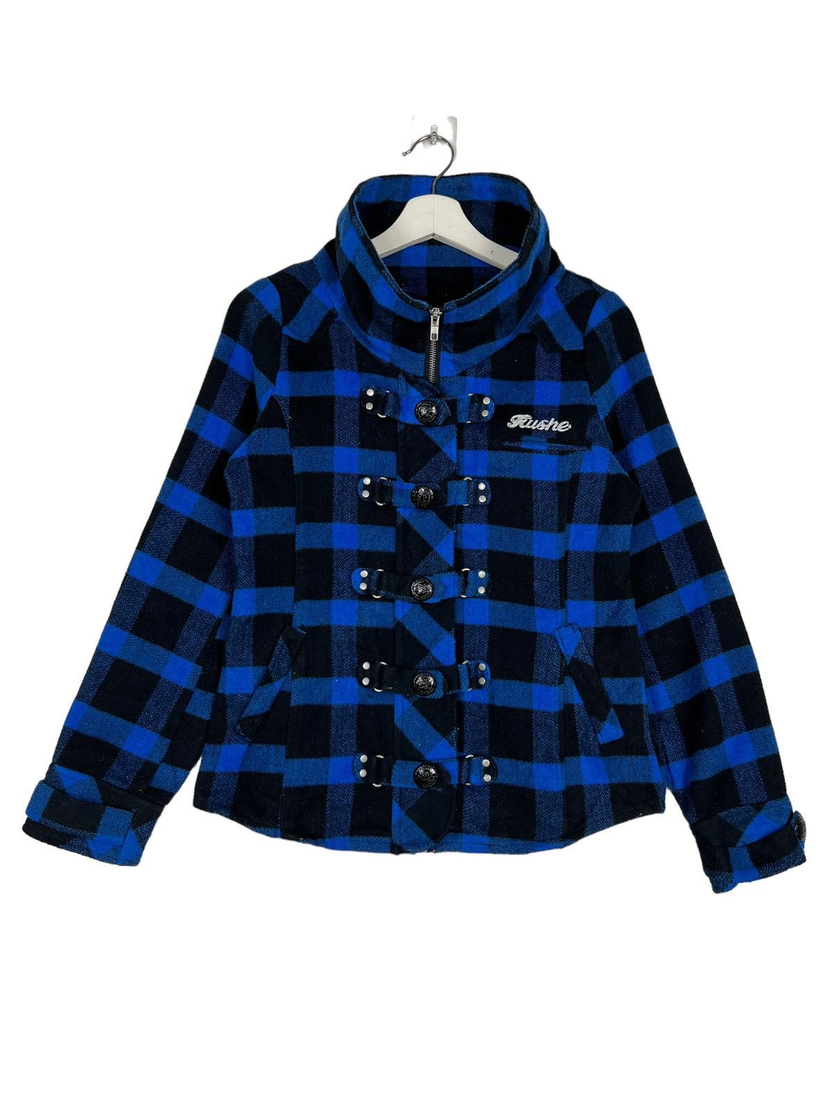Japanese Brand 🔥 BACKS SEVEN LOVELESS BLACK PLAID WOOL NAPOLEON JACKET Size US S / EU 44-46 / 1 - 2 Thumbnail