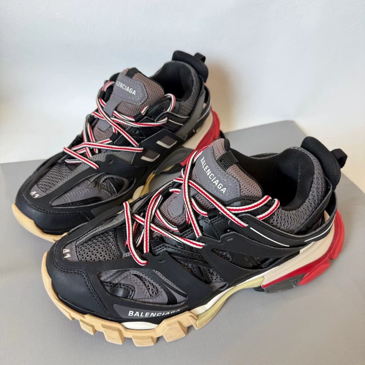 Balenciaga balenciaga black and red track sneakers Size US 10 / EU 43 - 1 Thumbnail
