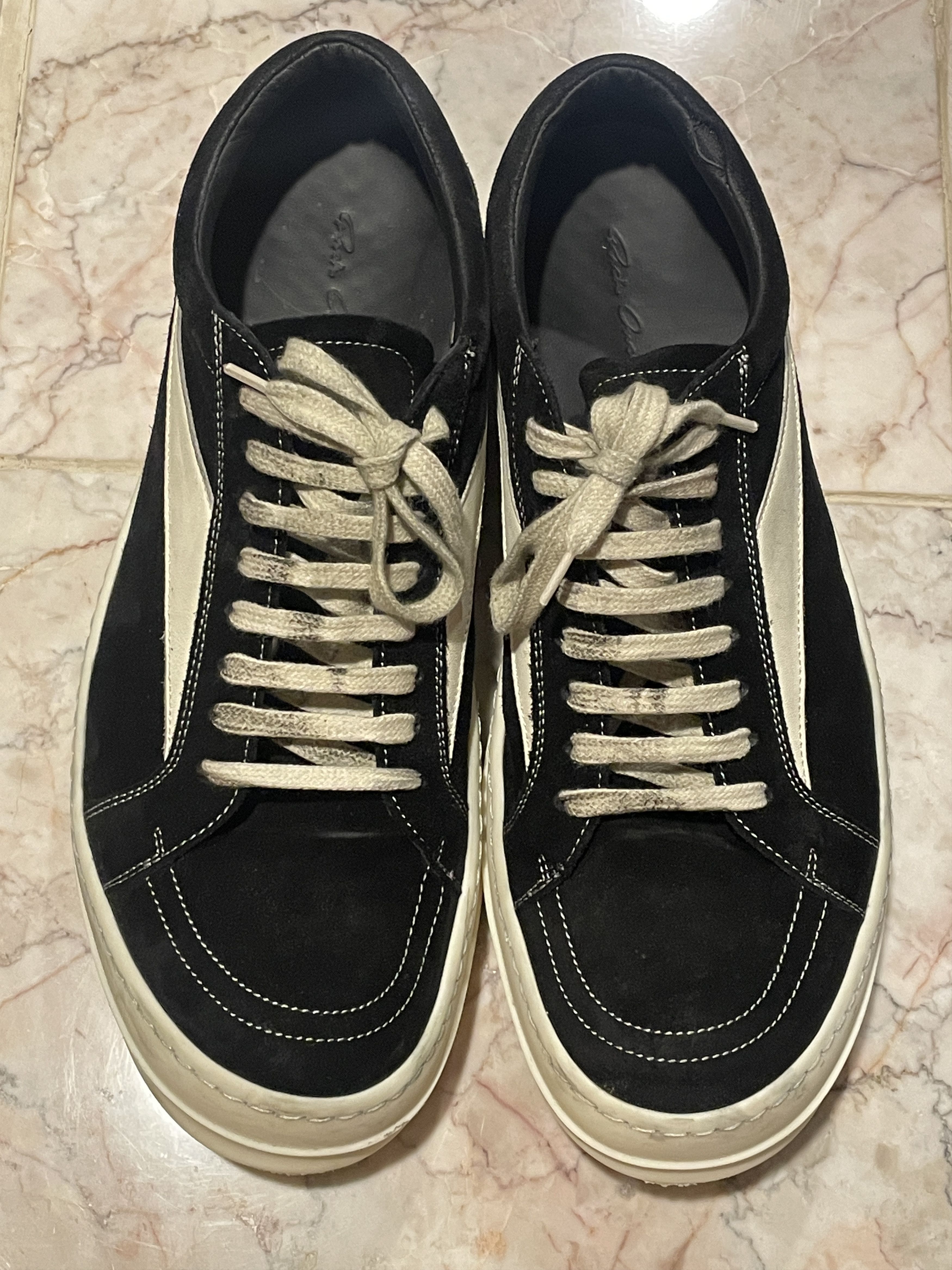 Rick Owens Rick Owens EDFU Suede Leather Vintage Low 'Black Milk' Size US 11 / EU 44 - 2 Thumbnail
