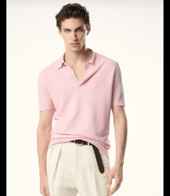 image of Tom Ford O1Loc1C0424 Kps005 Polo Shirt In Light Pink, Men's (Size Large)