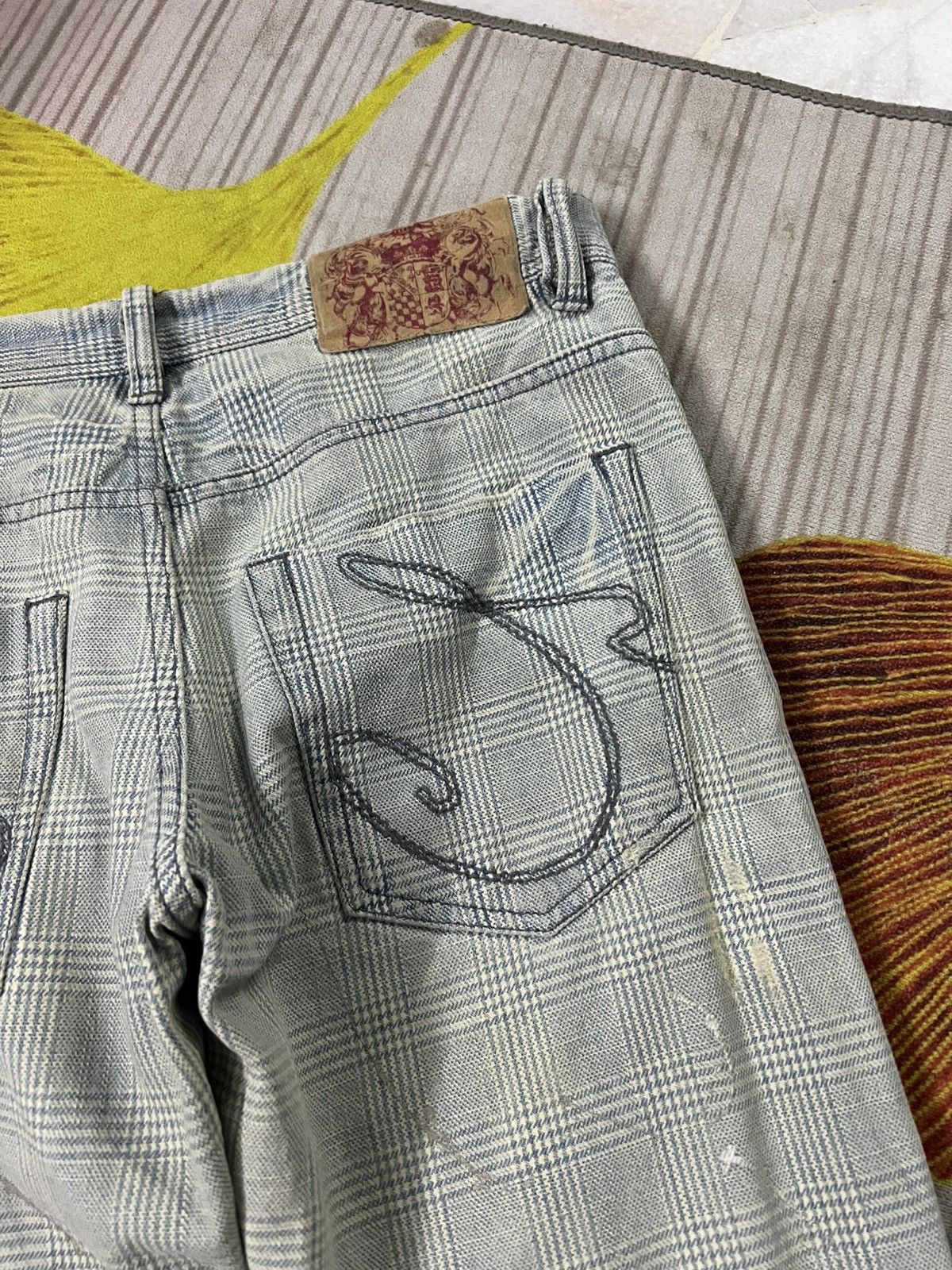 Japanese Brand 💥Flare💥Casva Painted Distressed Rare Jean Size US 31 - 16 Thumbnail