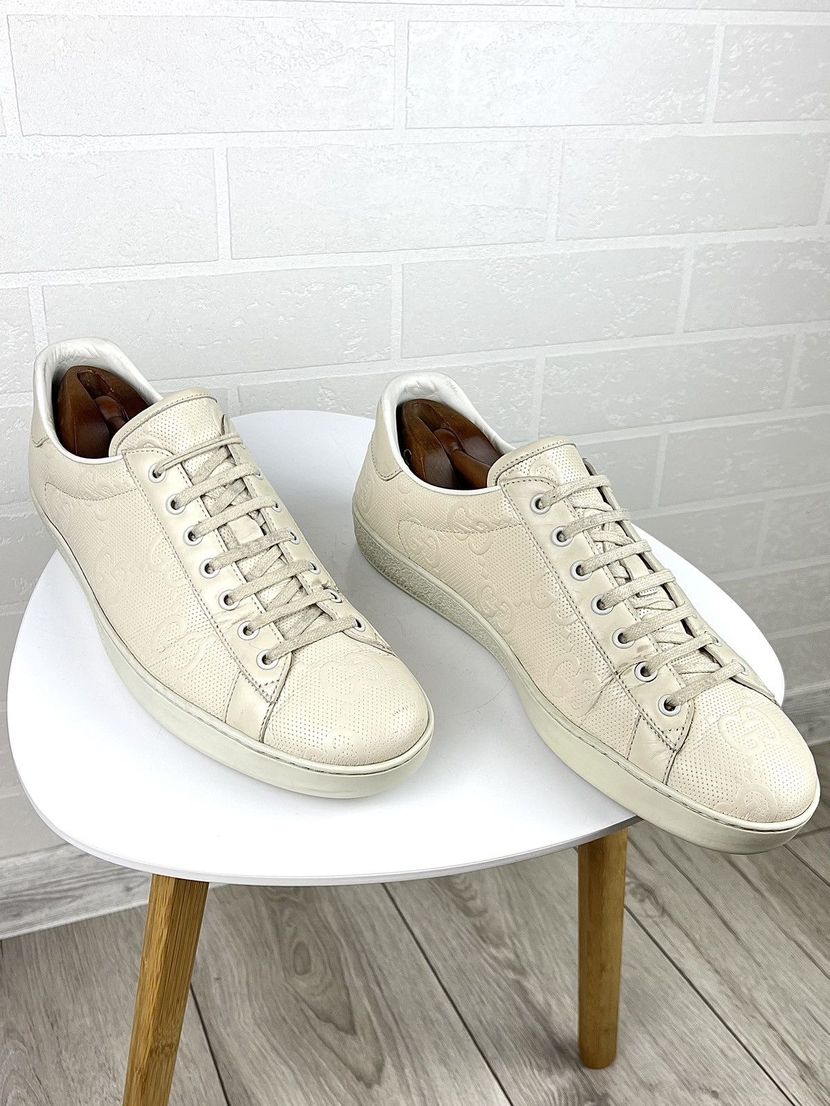 Gucci GUCCI Sneakers Leather Embossed GG Interlocking Monogram Men Size US 11.5 / EU 44-45 - 2 Thumbnail