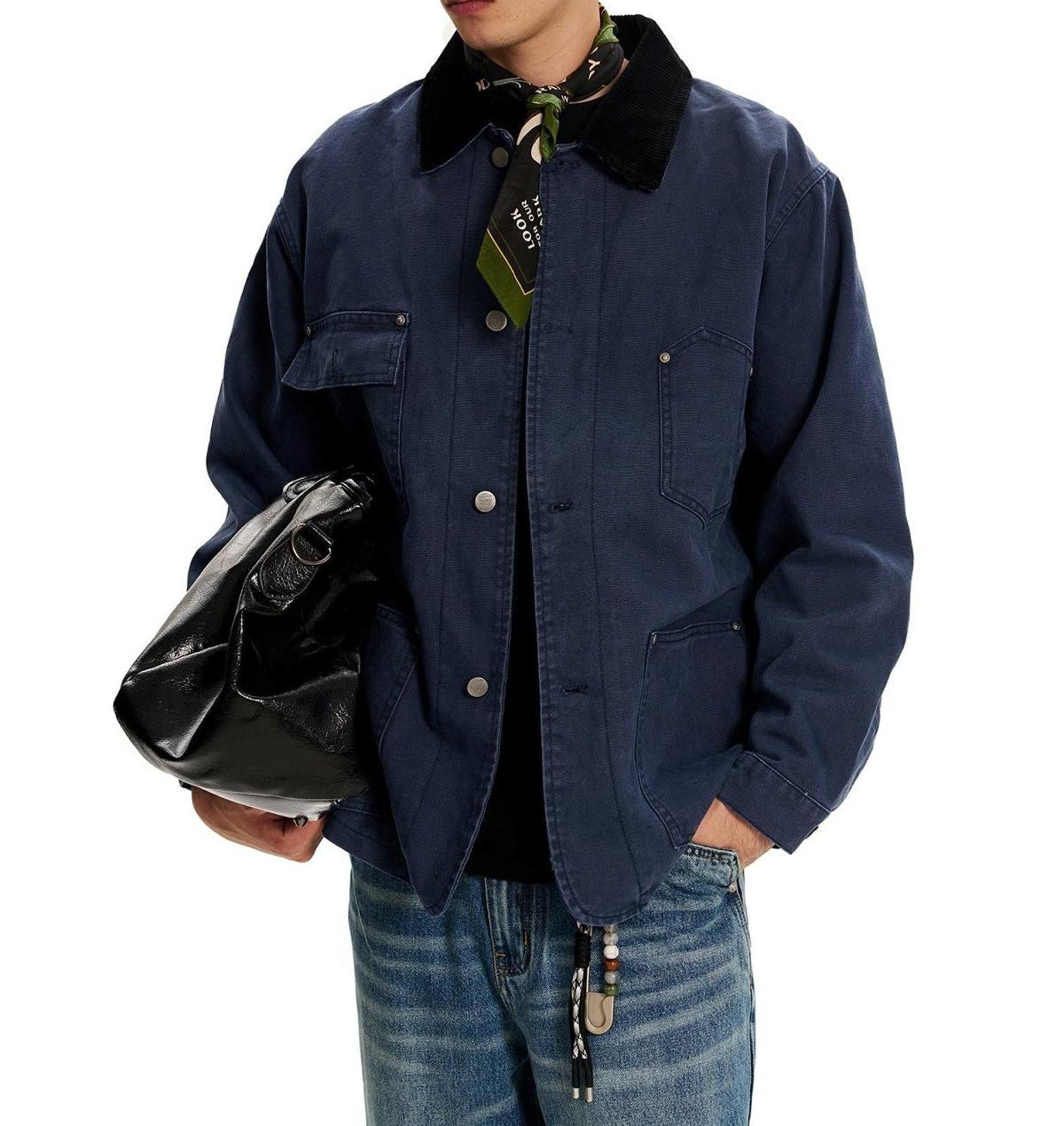 Japanese Brand Tan Retro Washed Work Jacket with Corduroy Collar Size US M / EU 48-50 / 2 - 7 Thumbnail