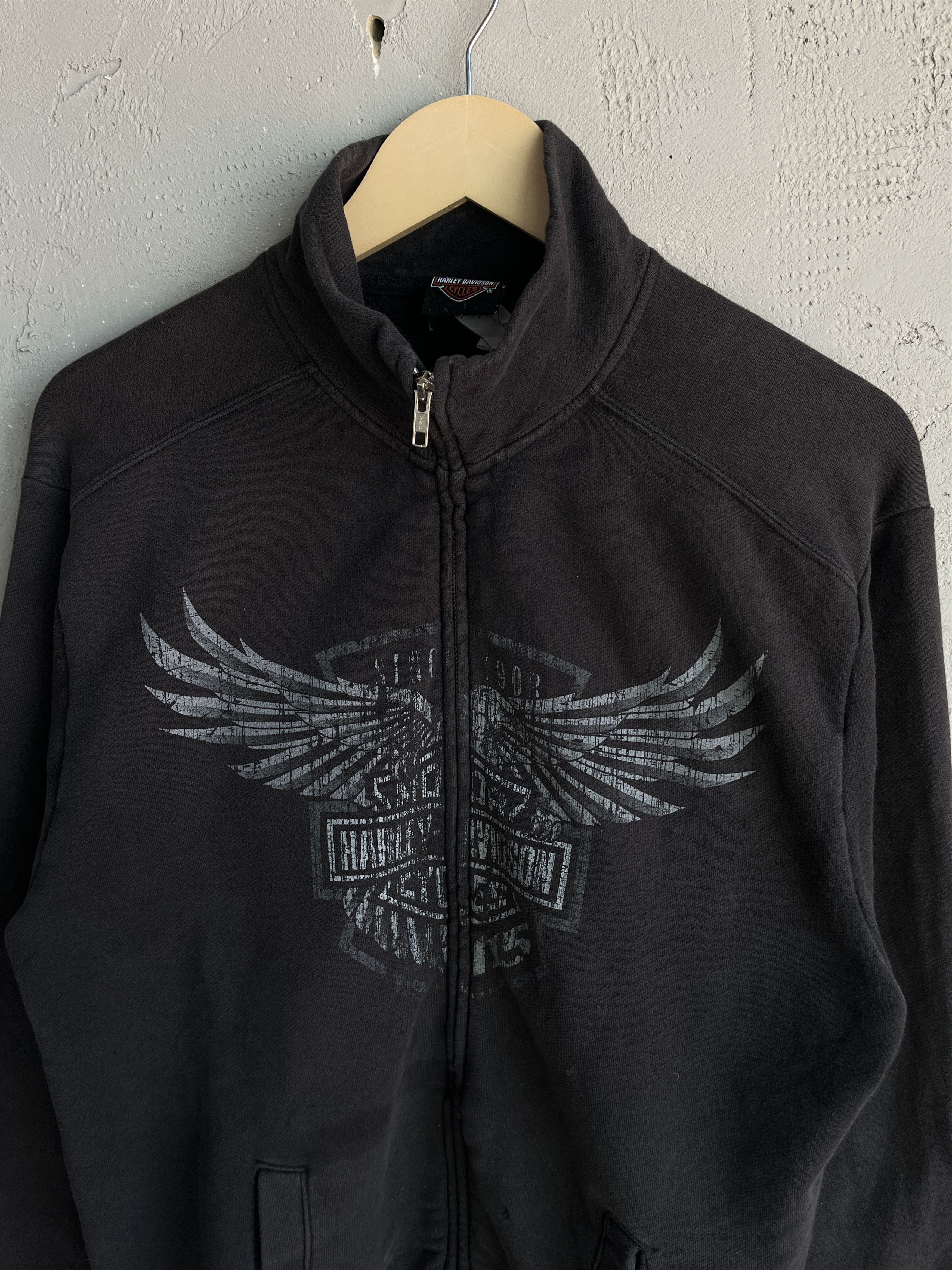 Harley Davidson Vintage Y2K Harley Davidson Faded Eagle Flames Zip Up Size US M / EU 48-50 / 2 - 2 Thumbnail