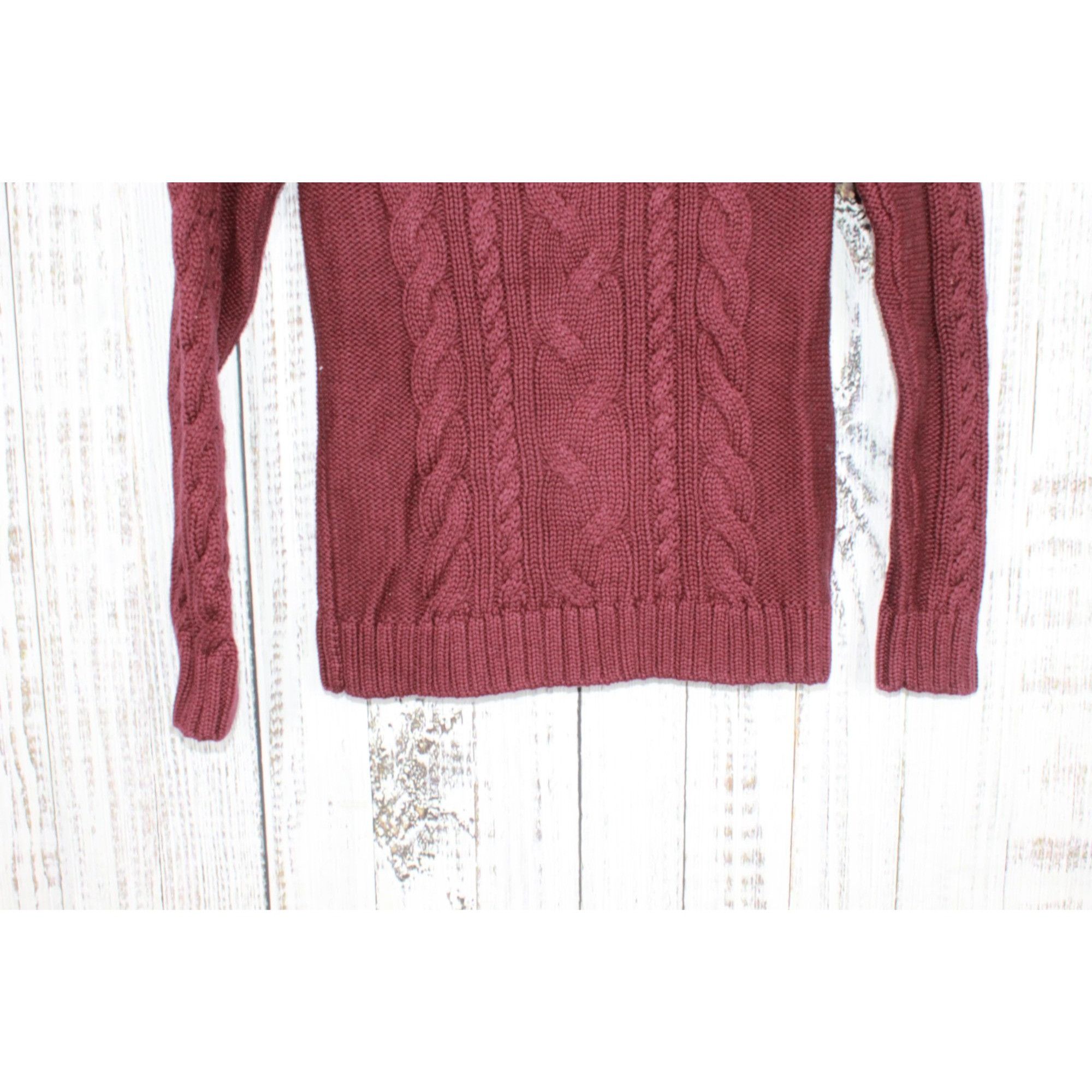 L.L. Bean LL Bean Womens Maroon Cable Zip Cardigan Sweater Small Size S / US 4 / IT 40 - 8 Thumbnail