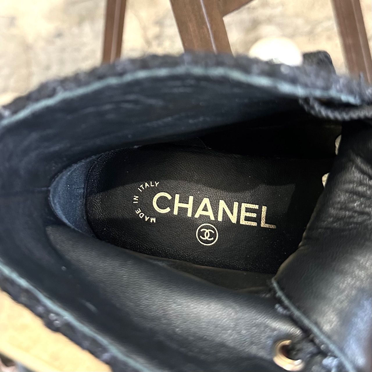 Chanel Chanel 2019 Interlocking CC Tweed Combat Boots Size US 7 / IT 37 - 11 Thumbnail
