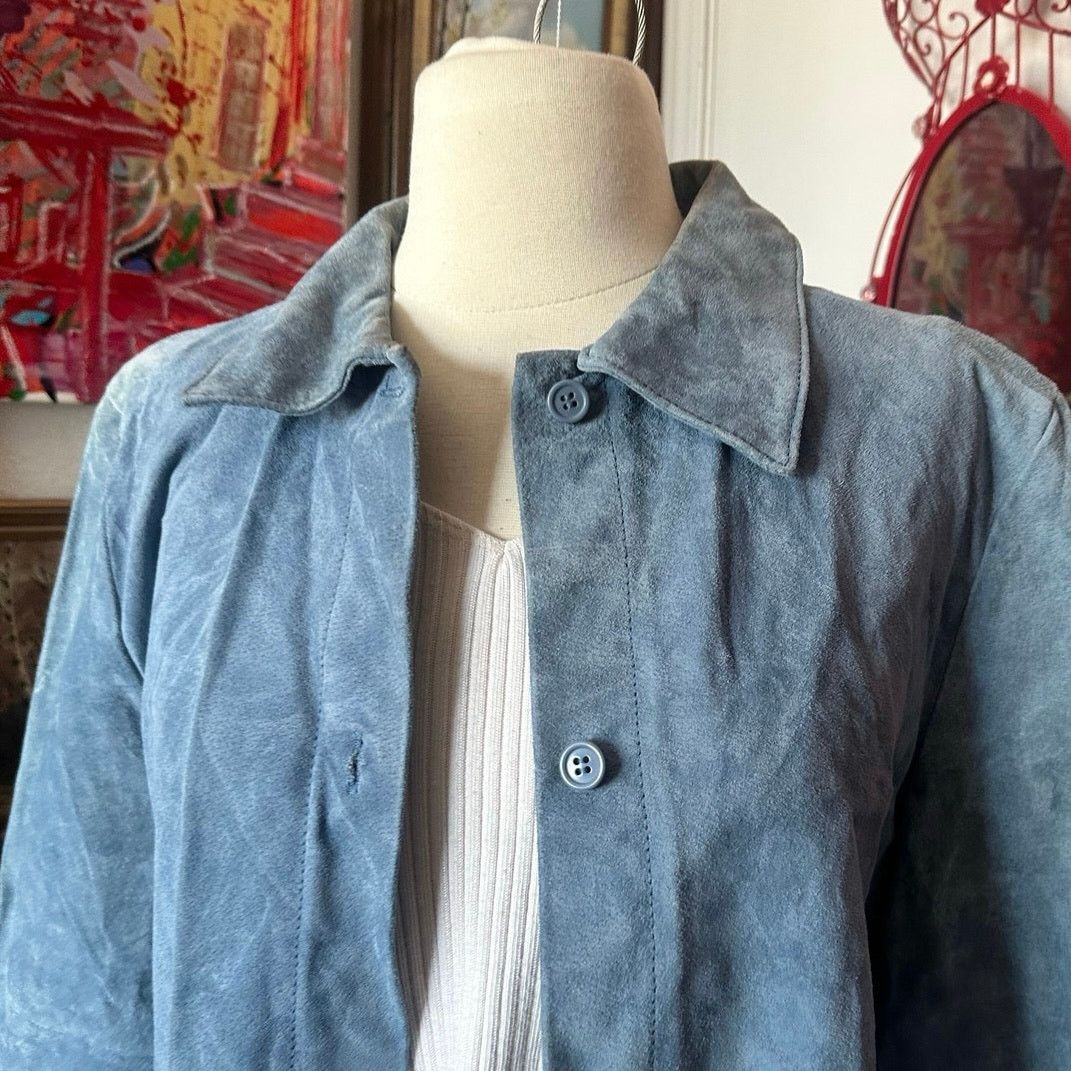 Other passports vintage 100% leather blue coat jacket Size M / US 6-8 / IT 42-44 - 2 Thumbnail