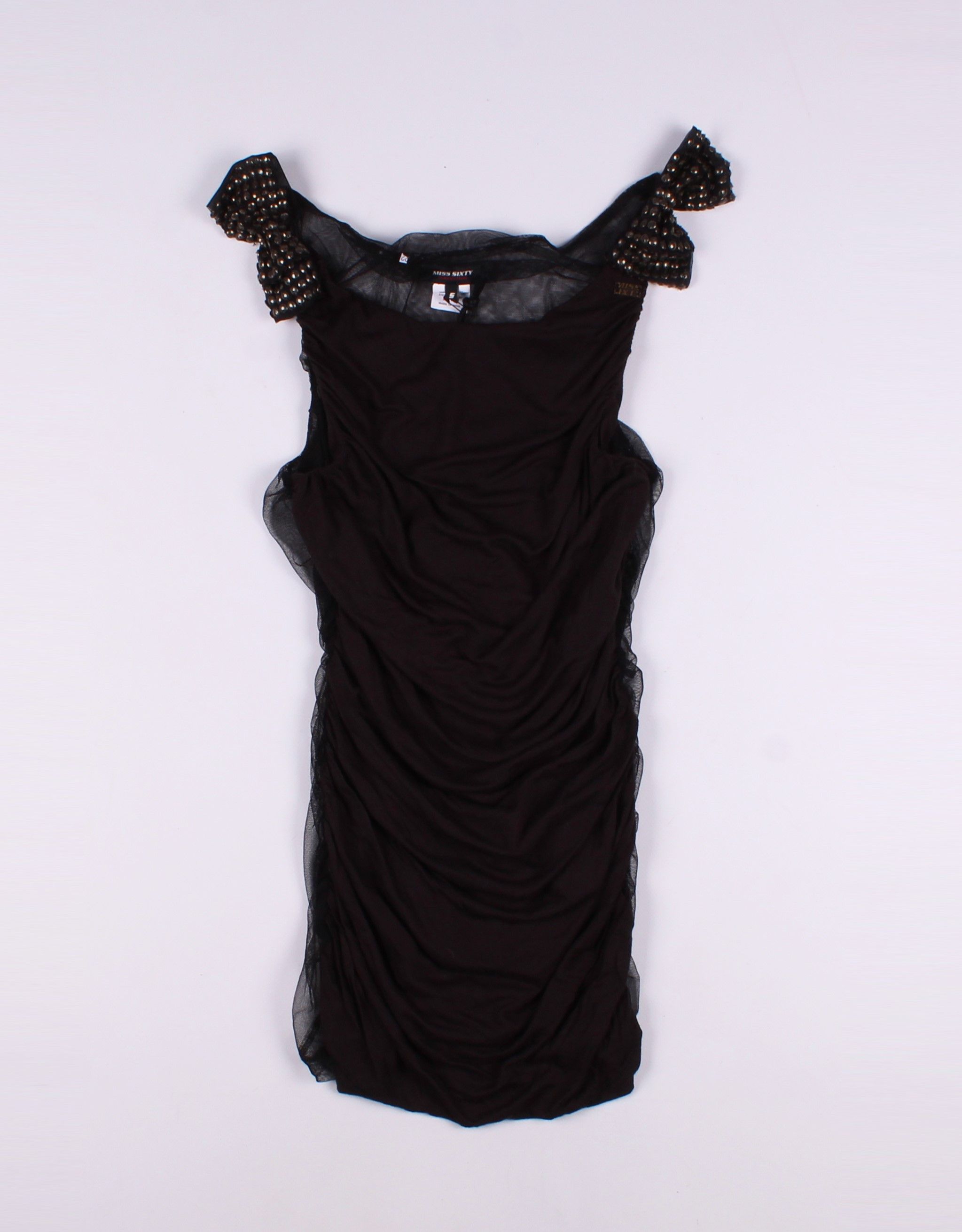 image of Miss Sixty Y2K 2000's Grunge Mesh Back Top in Black, Women's (Size Small)