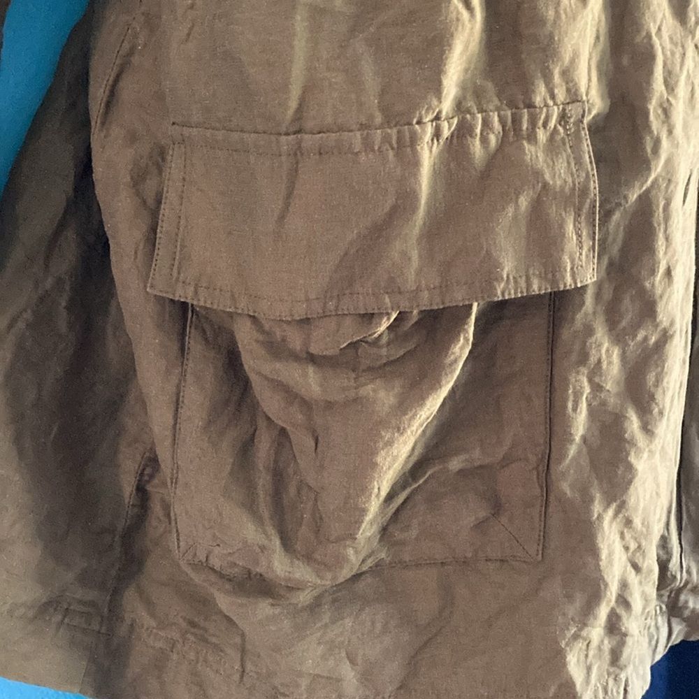 Eileen Fisher Size XL Hooded Lightweight Jacket Olive Organi