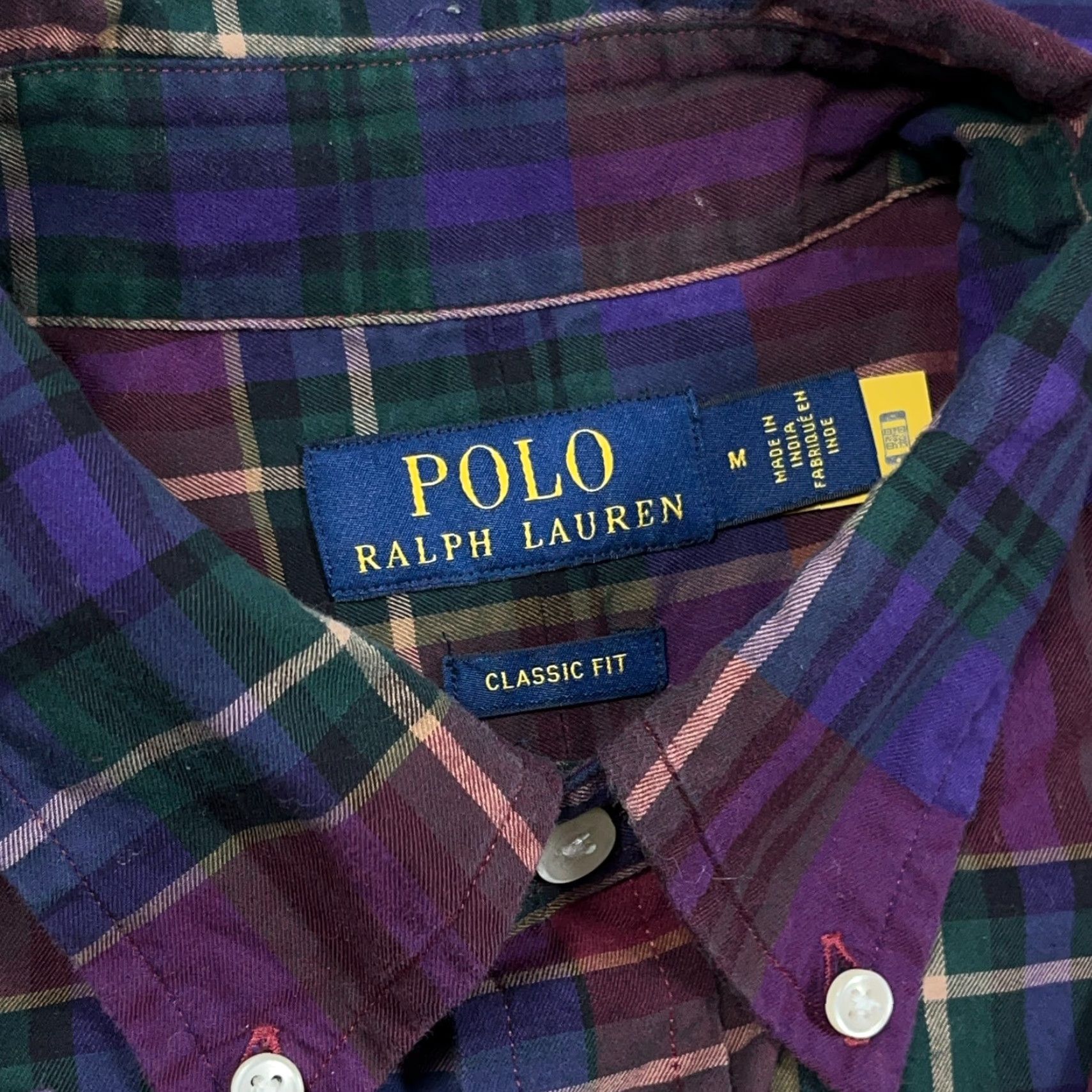 Polo Ralph Lauren Polo Ralph Lauren Shirt Men Medium Purple Red Plaid Button-Up Classic Fit Size 40R - 3 Thumbnail