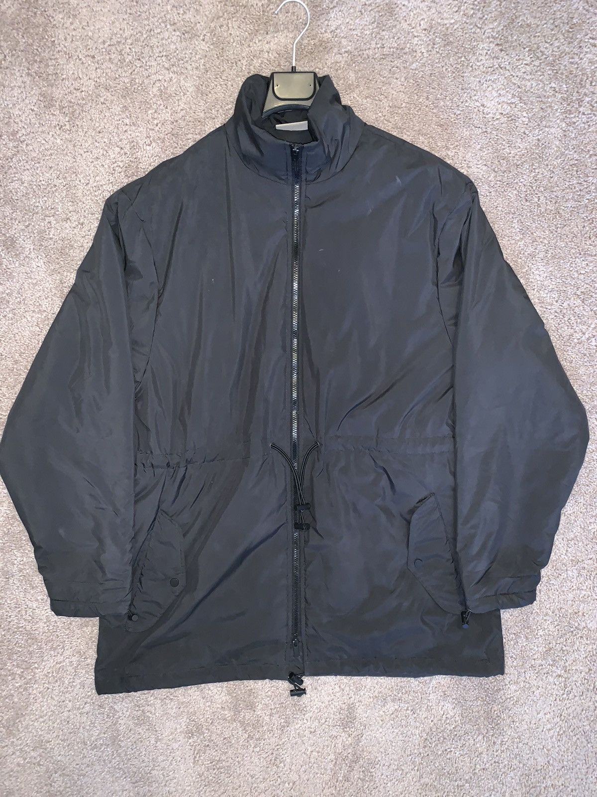 image of Essentials Cinch-Puff Storm Jacket In Metallic Dark Slate, Men's (Size Medium)