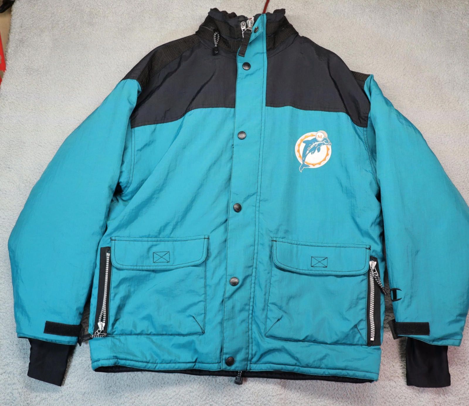 Champion Vtg Champion Miami Dolphins Jacket Men Large '74-88 Logo NFL Size ONE SIZE - 1 Thumbnail
