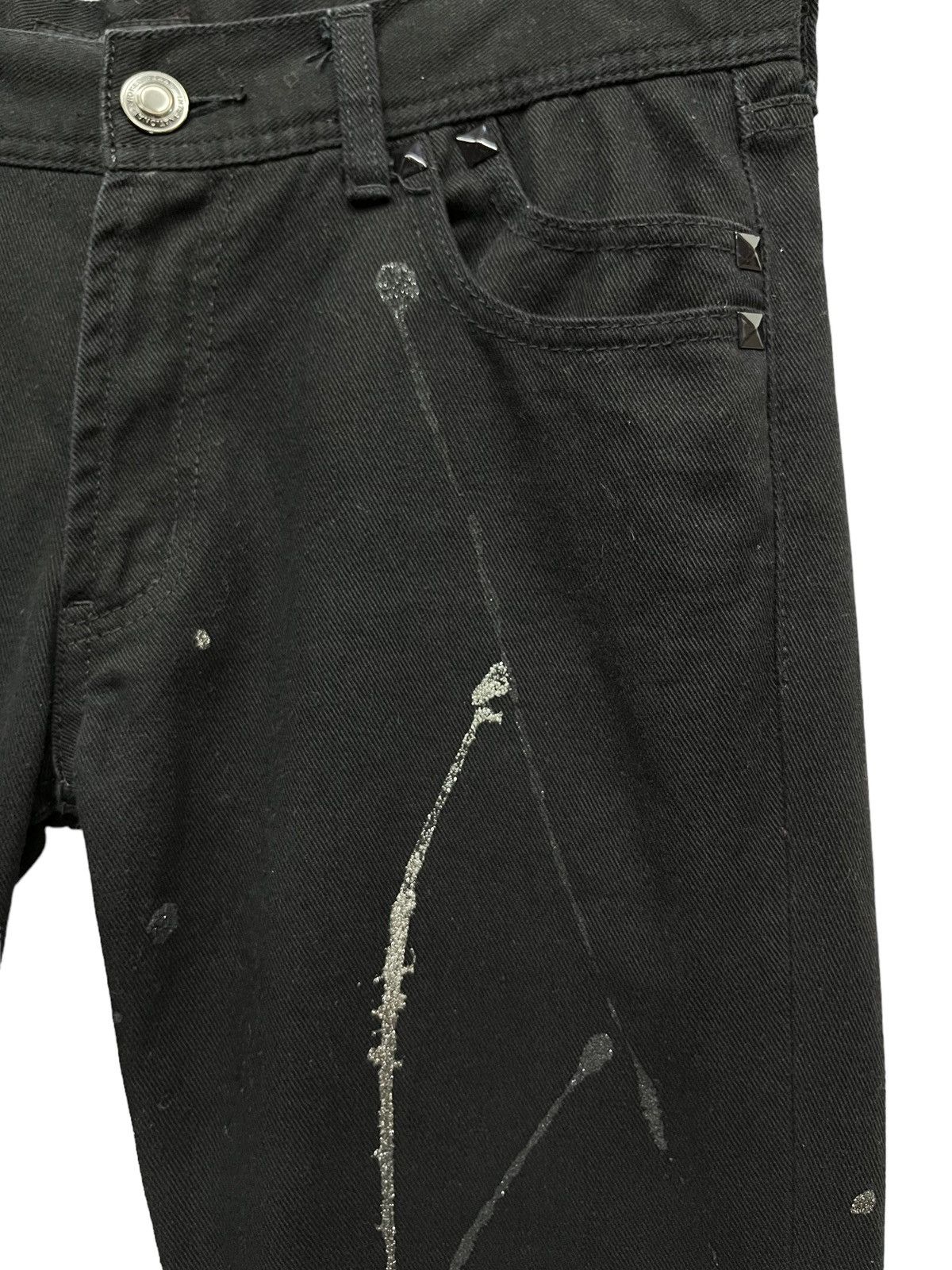 FLARE🔥SORRIDERE Glitter Splash Union Jack Punk Gothic Denim