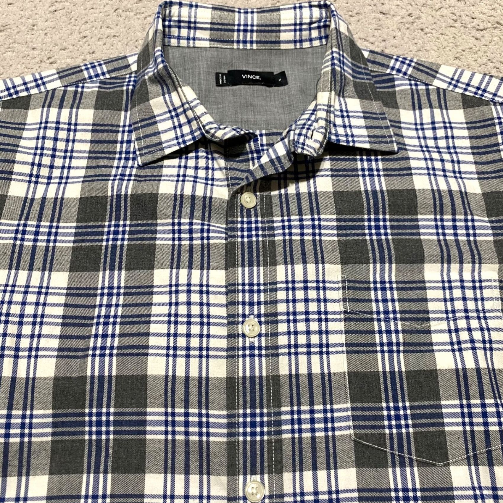 Vince Vince Mens Small Shirt Multicolor Plaid Long Sleeve Button-Front 100% Cotton Size US S / EU 44-46 / 1 - 6 Thumbnail