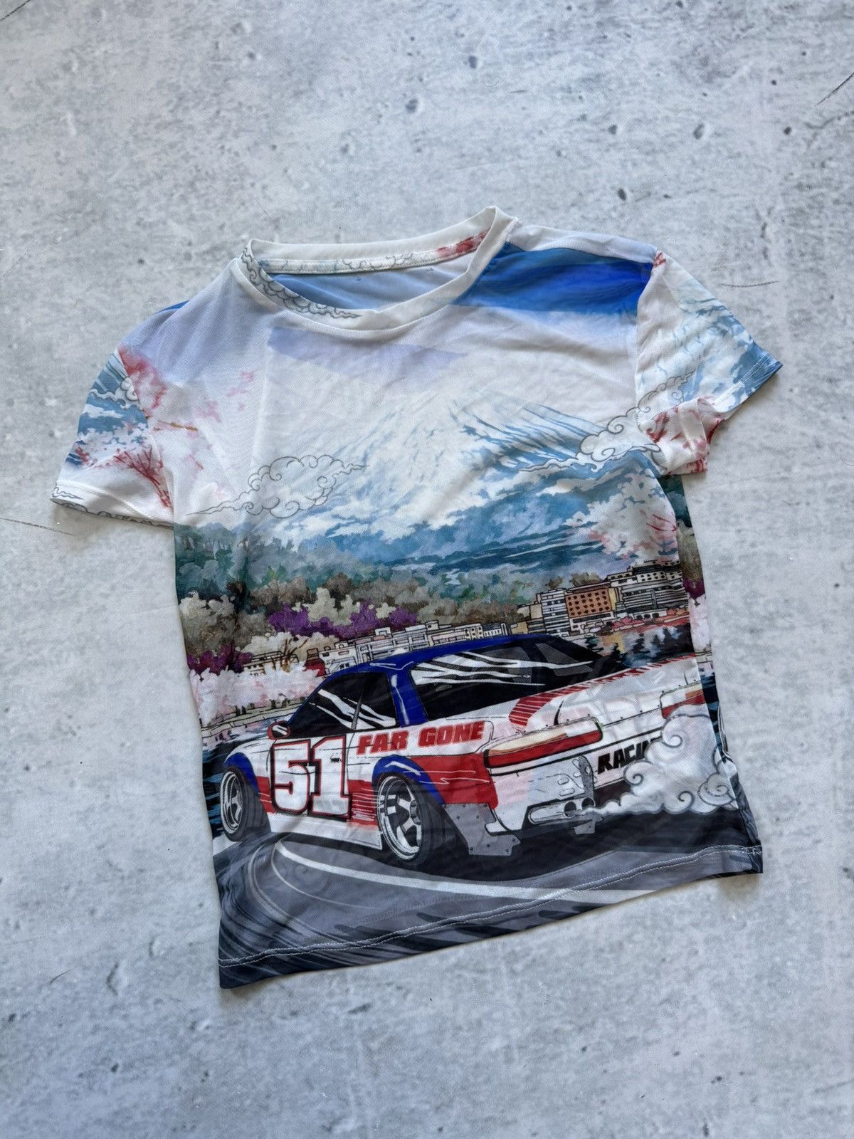Vintage Awesome wmns mesh Racing cars Far Gone blouse Size M / US 6-8 / IT 42-44 - 1 Thumbnail