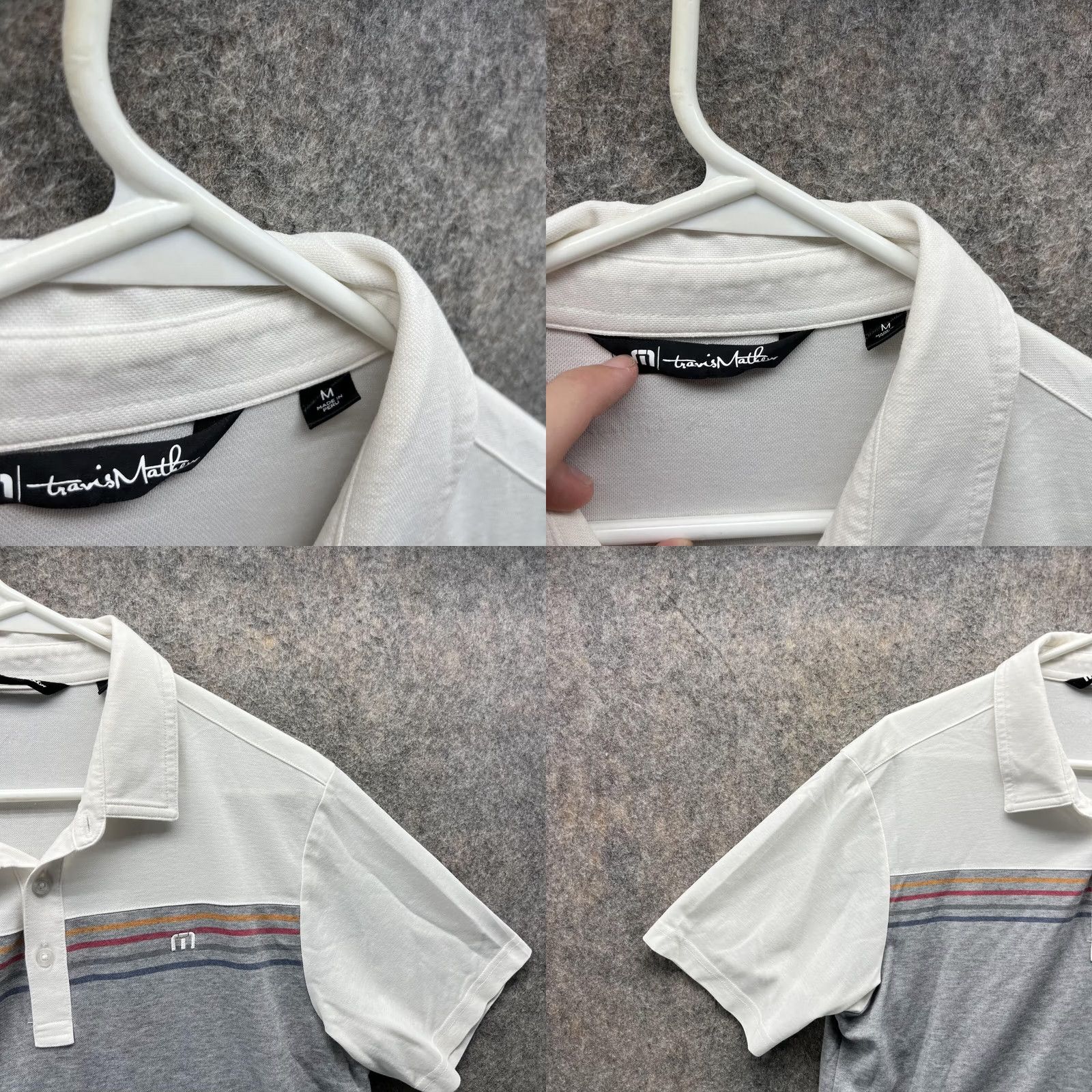 TravisMathew Travis Mathew Polo Shirt Men Medium White Heather Gray Pima Cotton Polyester Shirt Short Sleeve 40 in Chest Regular Fit Polo Size US M / EU 48-50 / 2 - 8 Thumbnail