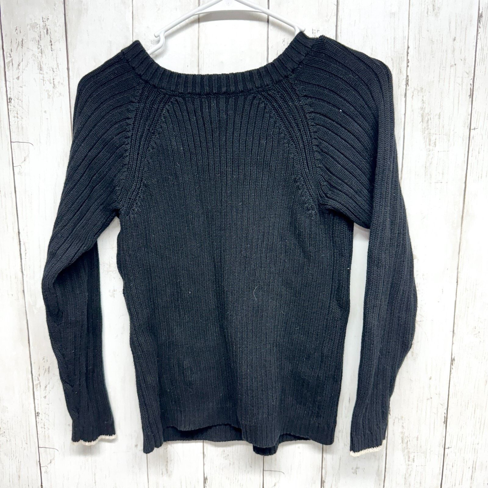 Sean John Sean John Top Sz S(8) V-neck Cable Knit Sweater Cotton Black Size S / US 4 / IT 40 - 6 Thumbnail
