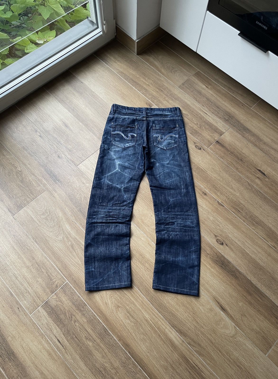 Vintage Vintage Flared Jeans Faded Mud Washed Avant Garde Japanese Size US 30 / EU 46 - 1 Thumbnail