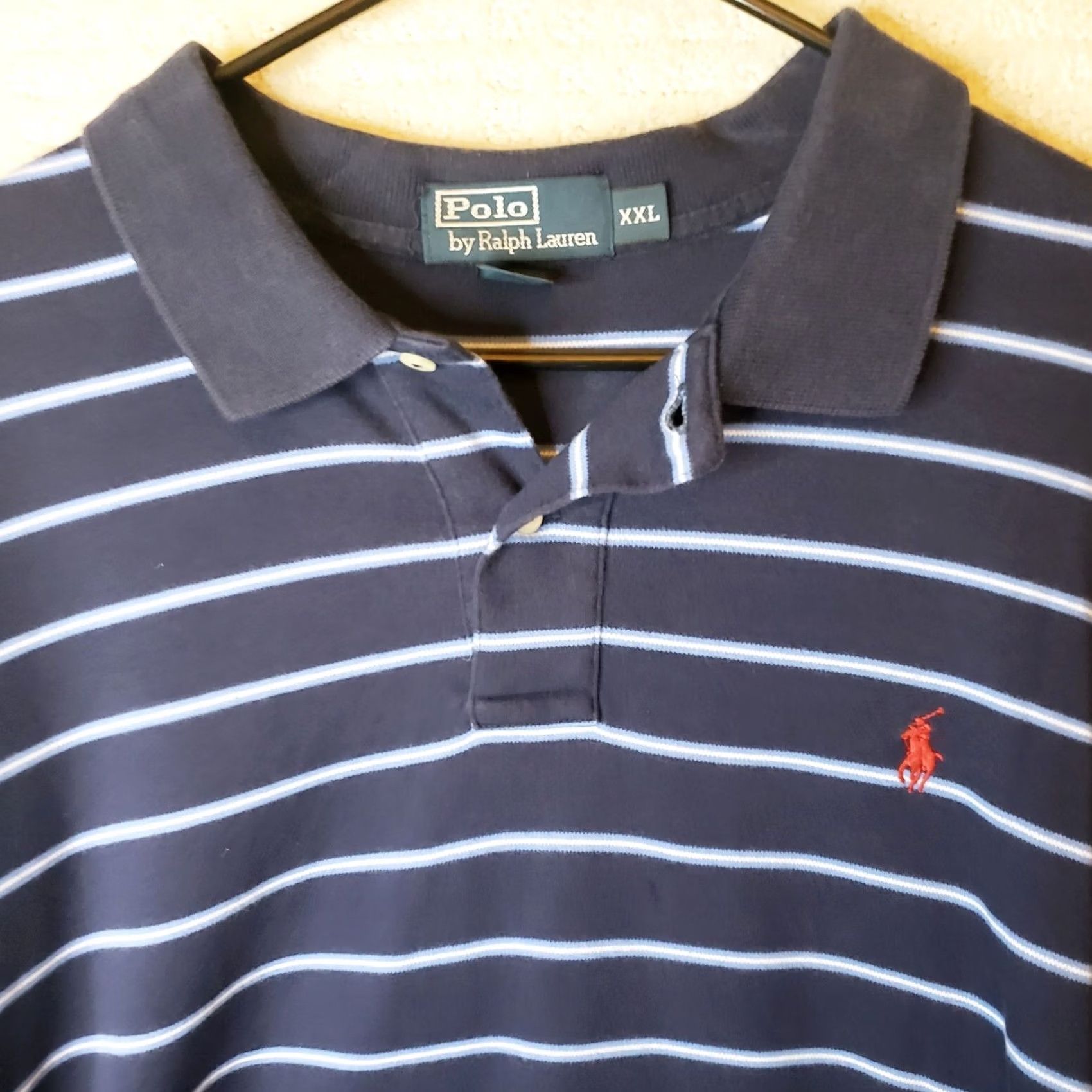 Polo Ralph Lauren Polo Ralph Lauren Shirt Men's 2XL Blue Striped Short Sleeve Collared Logo Polo Shirt Size US XXL / EU 58 / 5 - 3 Thumbnail