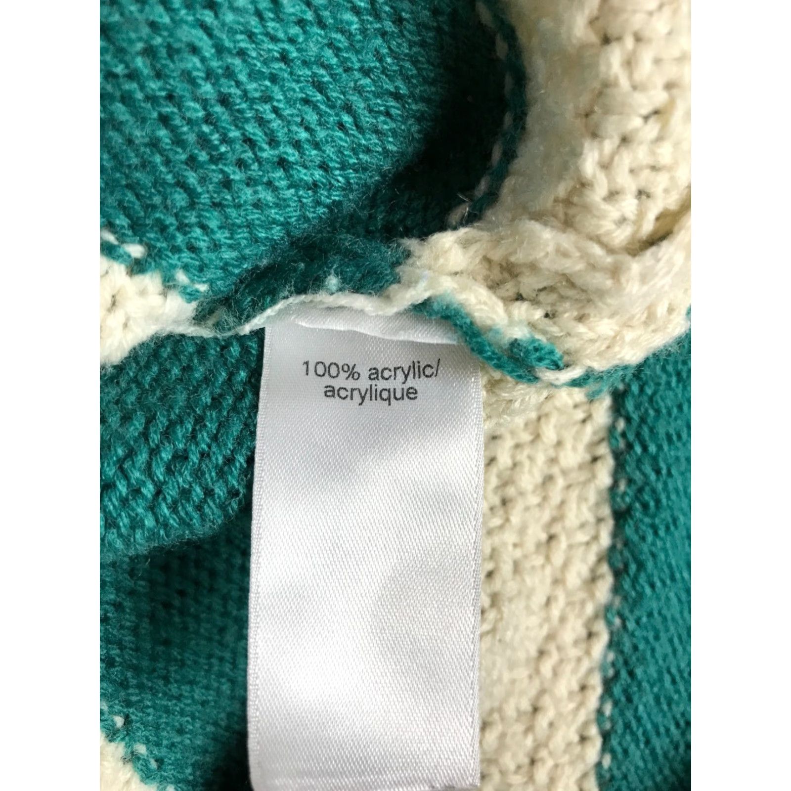 Vintage Maurices Sweater Shirt Womens Small V-Neck Pullover Knit Striped Ivory Green Cream Regular Fit Size S / US 4 / IT 40 - 7 Thumbnail