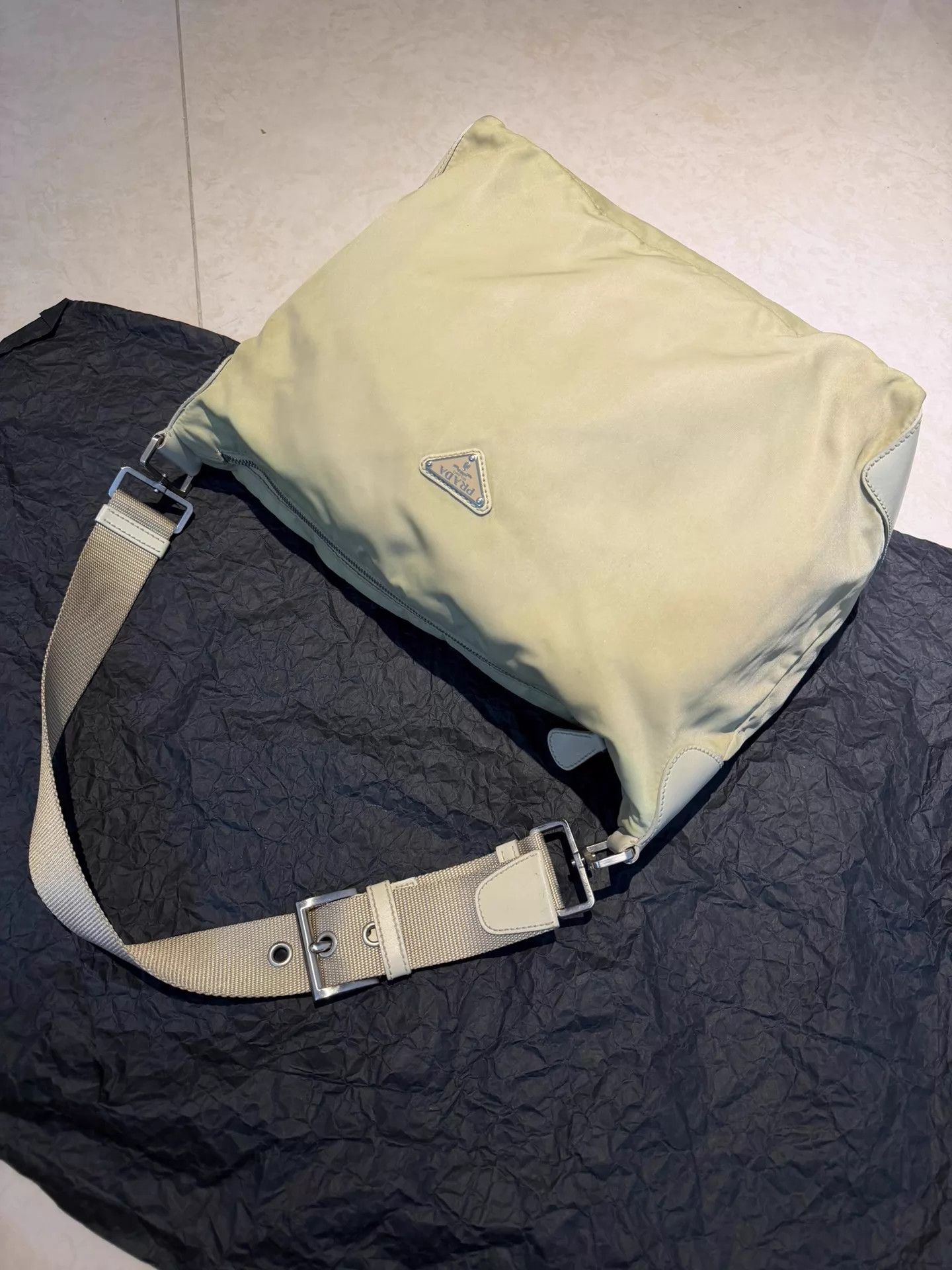 Prada Prada Tactical Nylon Beige Rivet Logo Shoulder Bag Unisex Size ONE SIZE - 1 Thumbnail