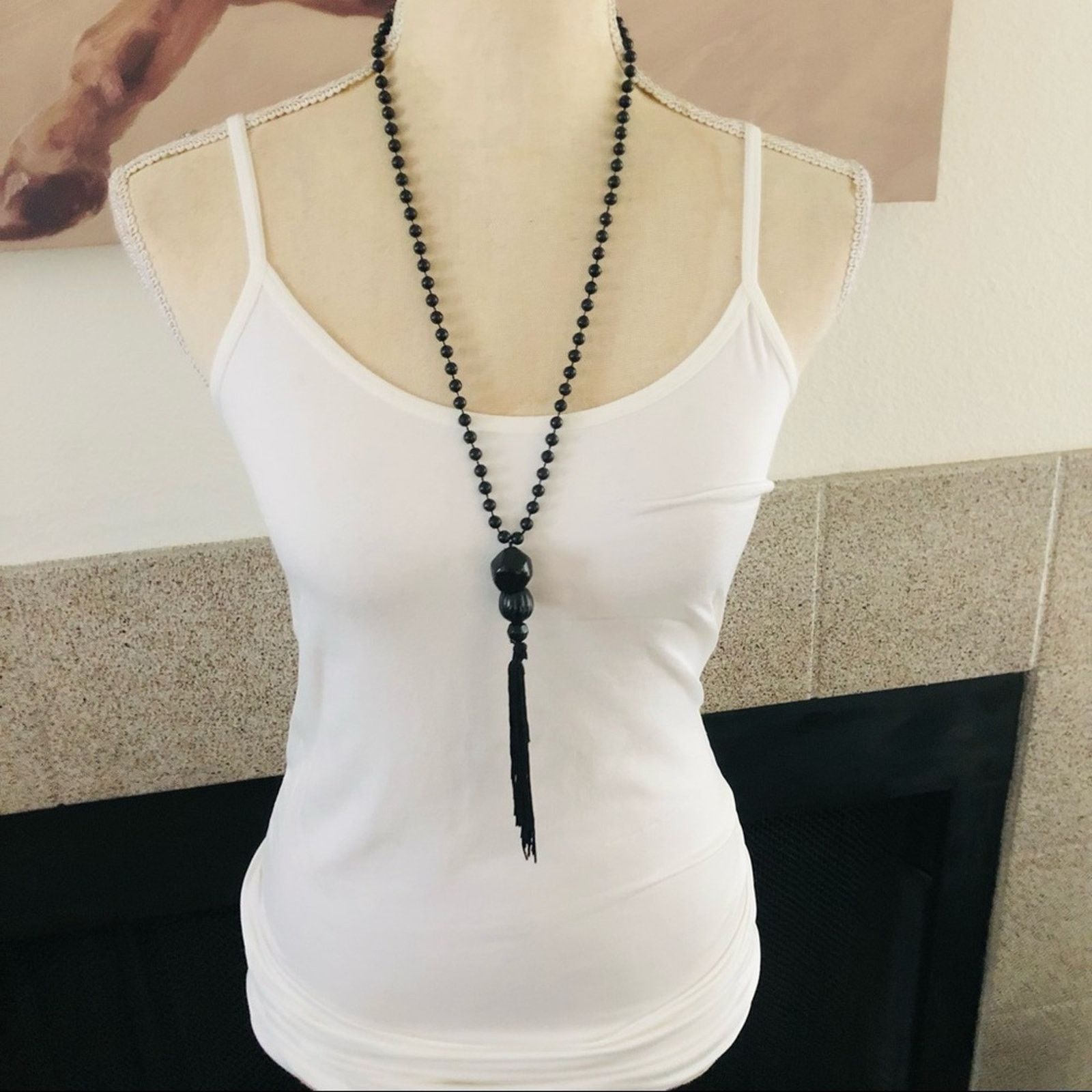 Vintage Vintage 70s black beaded fringe accent necklace Size ONE SIZE - 1 Thumbnail