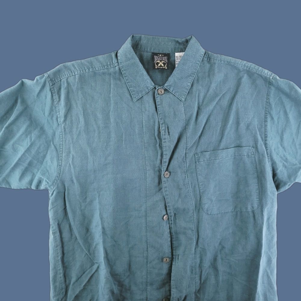 Etro VINTAGE Bugle Boy Shirt Mens L Green Canvas Short Sleeve Button-Up Collared Retro Work Relaxed Fit Size US L / EU 52-54 / 3 - 1 Thumbnail