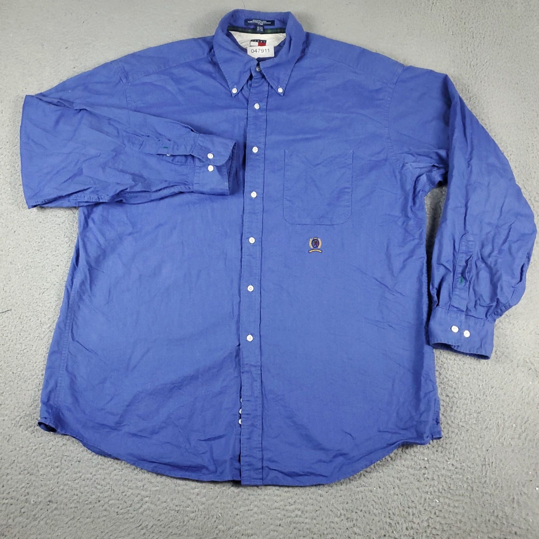 Tommy Hilfiger Tommy Hilfiger Shirt Mens 16.5 Blue Dress Shirt Button-Down Long Sleeve Regular Cotton Non-Iron Pockets 90s Classic American Brand Mens Size 42R - 2 Thumbnail