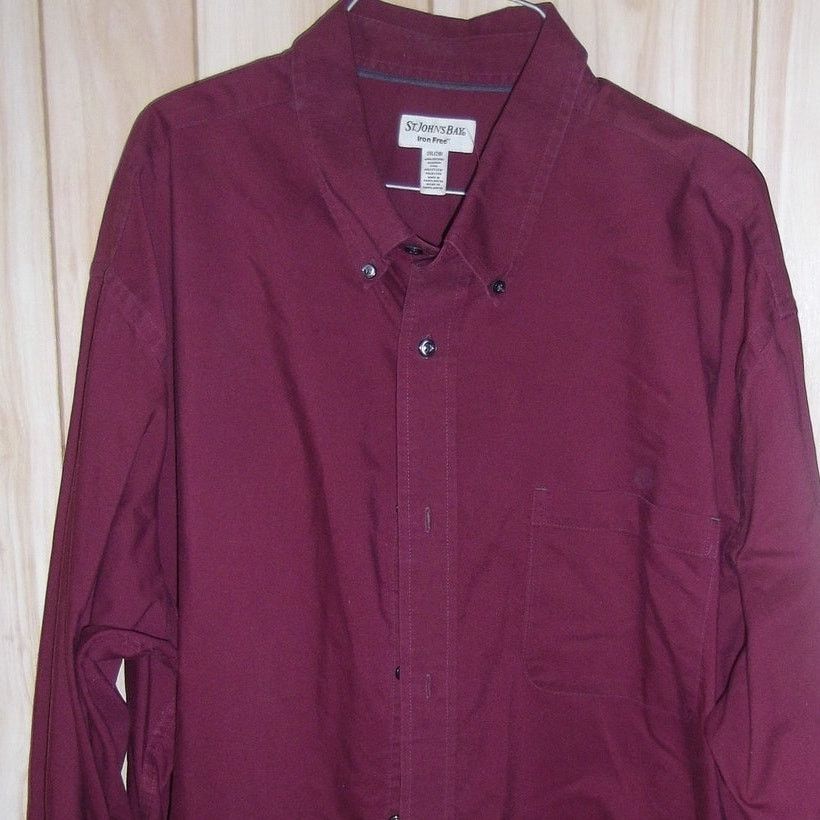 St. Johns Bay St. John's Bay Retro 90s Vintage Burgundy Shirt Men 2XL Size US XXL / EU 58 / 5 - 5 Thumbnail