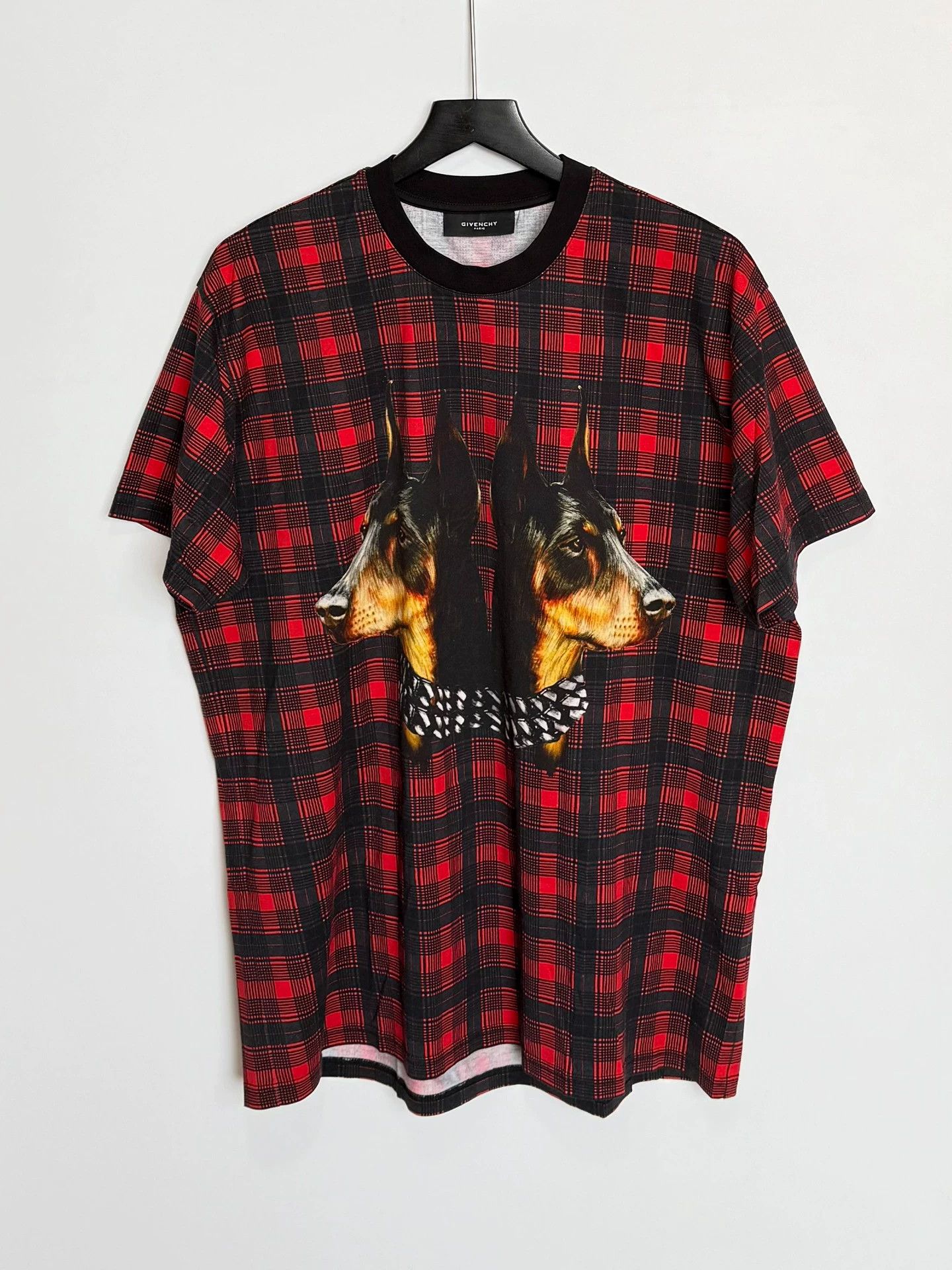 Givenchy Givenchy Red Plaid Double Doberman Logo T-Shirt XS Size US XS / EU 42 / 0 - 1 Thumbnail