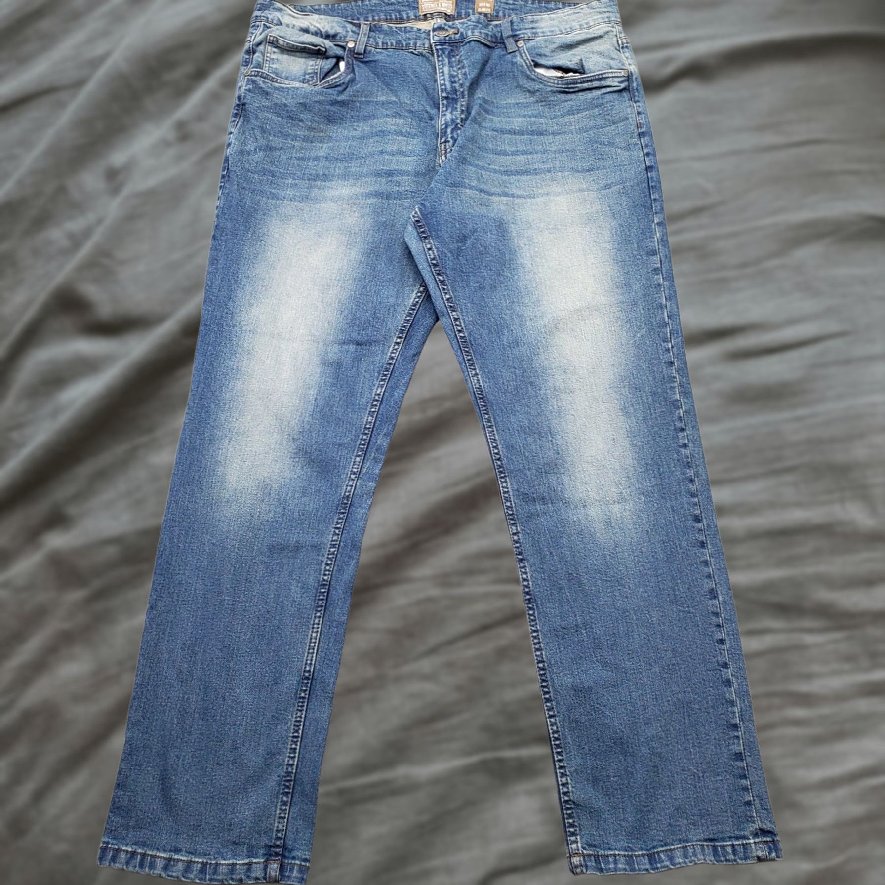 Vintage Stitches Jeans Mens 40x32 Blue Denim Slim Straight Leg 5-Pocket Wear Blue Calcium Shirt Size US 40 / EU 56 - 1 Thumbnail