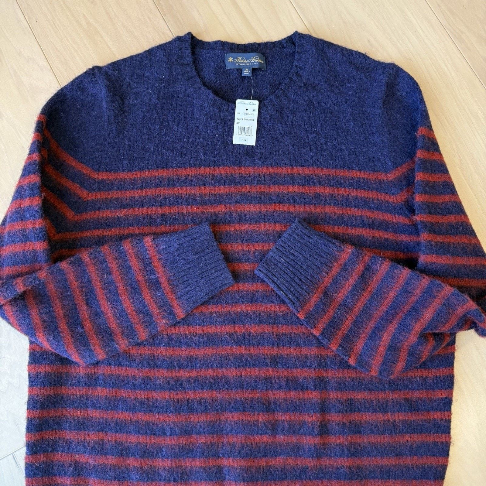 Brooks Brothers Brooks Brothers Sweater XL Navy Red Striped Wool Pullover Size US XL / EU 56 / 4 - 5 Thumbnail