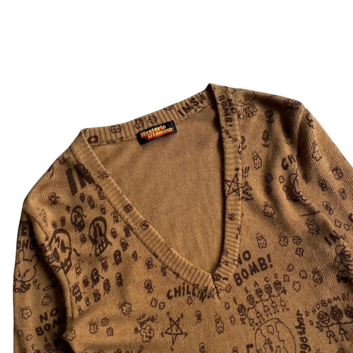 Japanese Brand Hysteric Glamour v neck full printed knit sweater Size L / US 10 / IT 46 - 4 Thumbnail